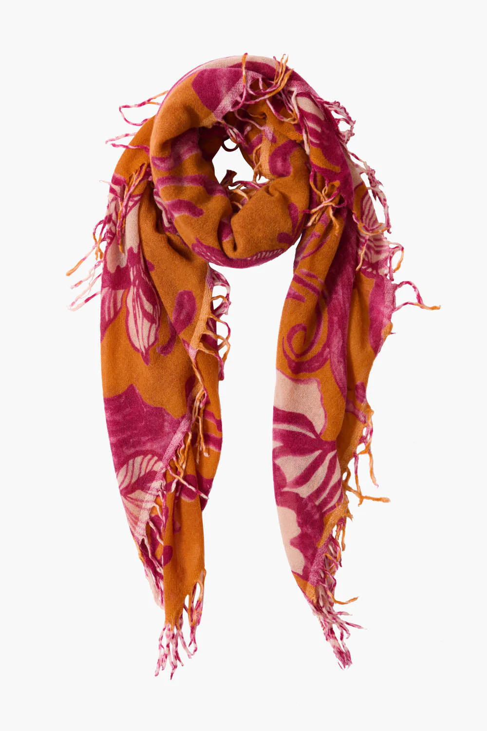 100% Cashmere Scarf Gold Floral