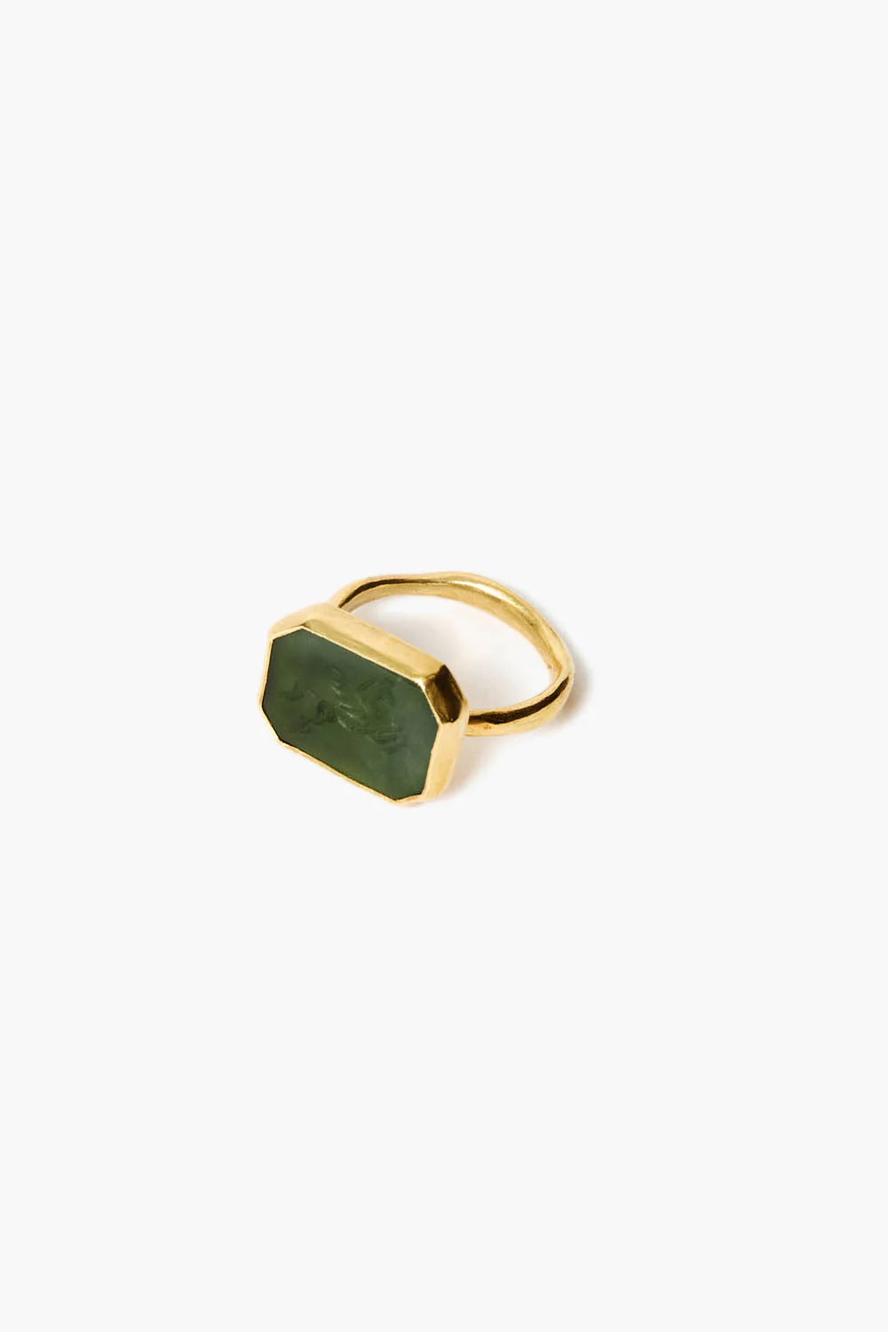 14k Pegasus Intaglio Ring Green Jade - Image 2