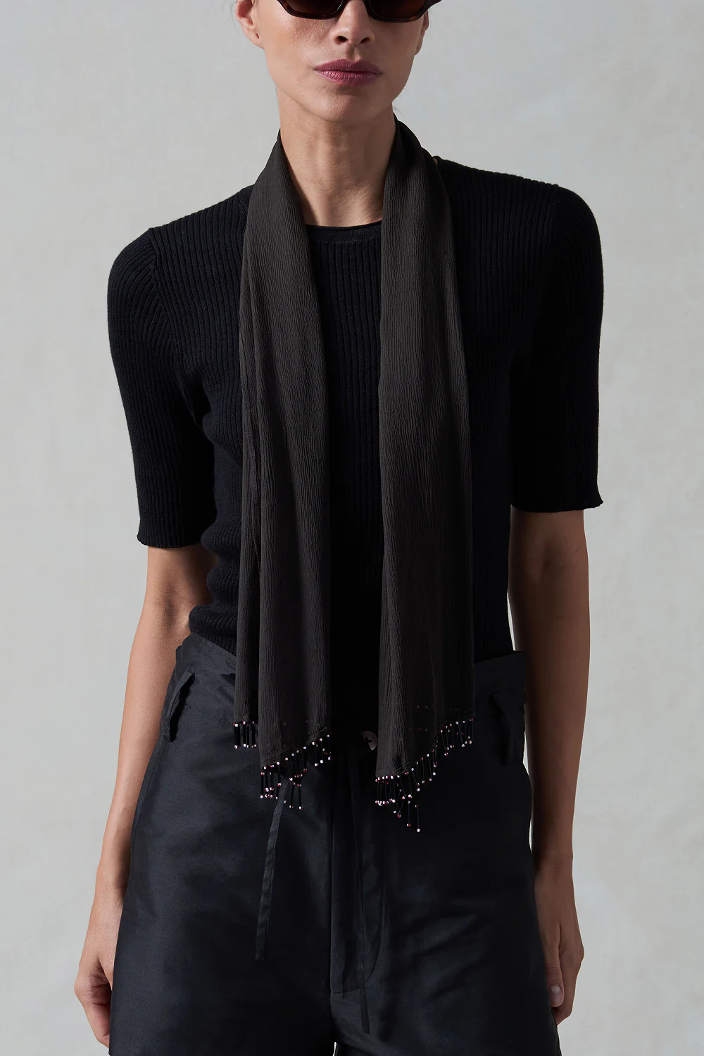 Beaded Silk Scarf Earth - Image 2