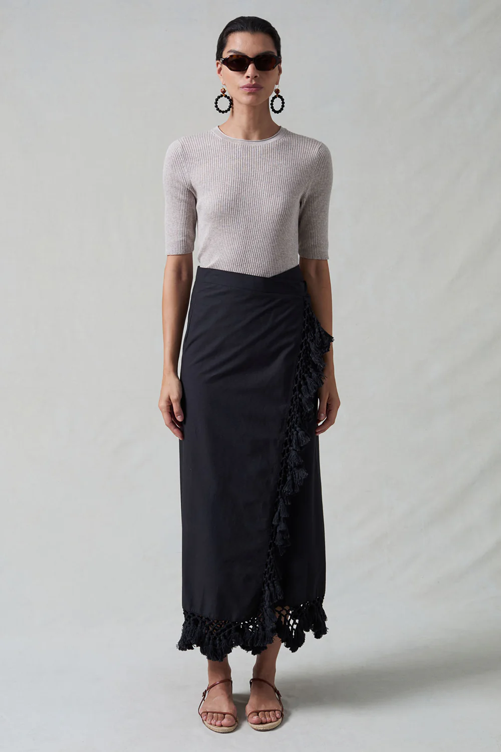 Capri Crocheted Wrap Skirt Caviar