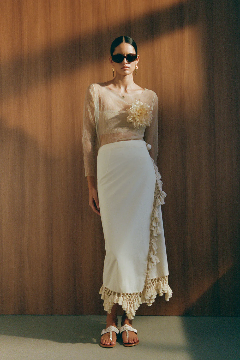 Capri Crocheted Wrap Skirt Natural - Image 4