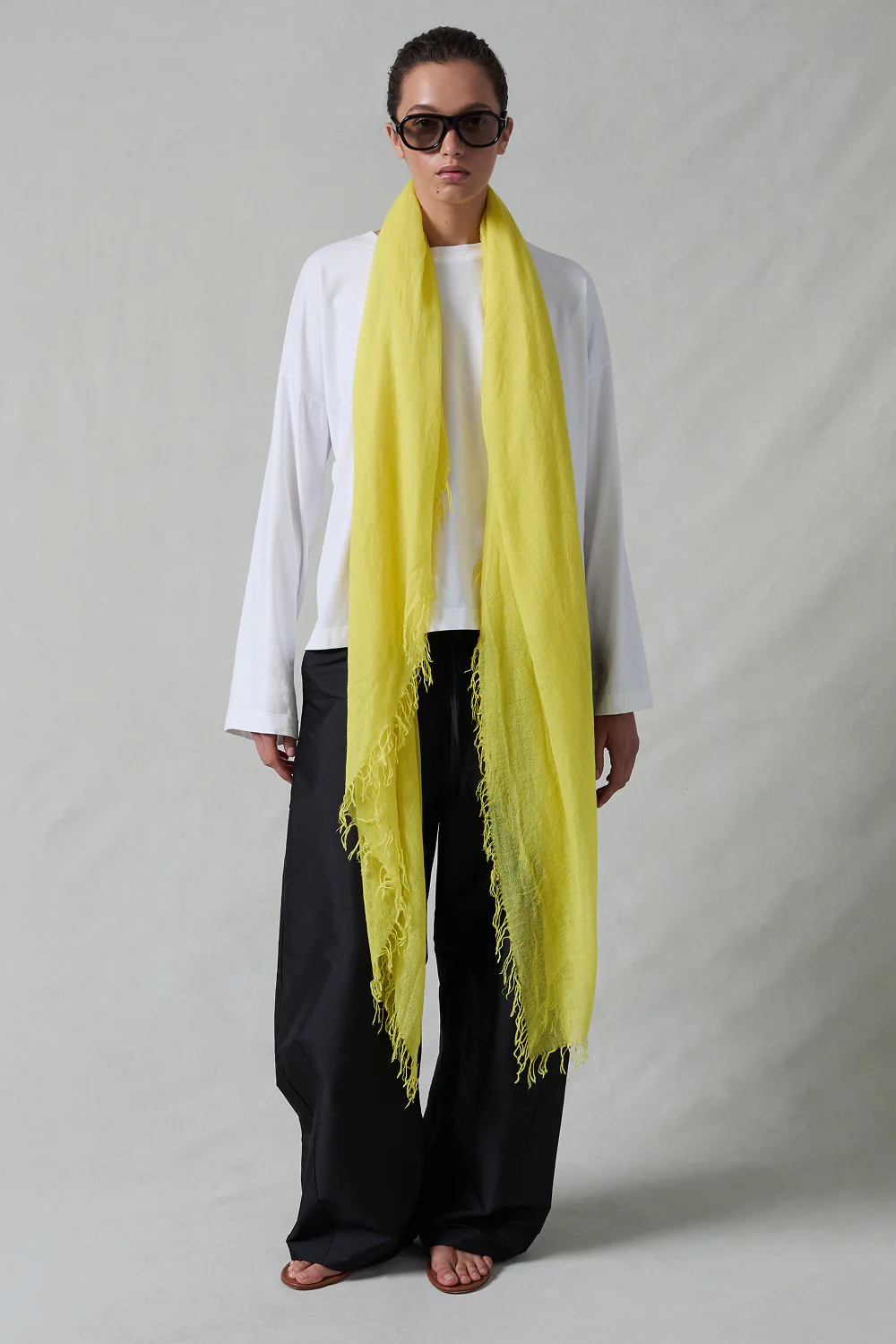 Cashmere and Silk Scarf Blazing Yellow - Image 2