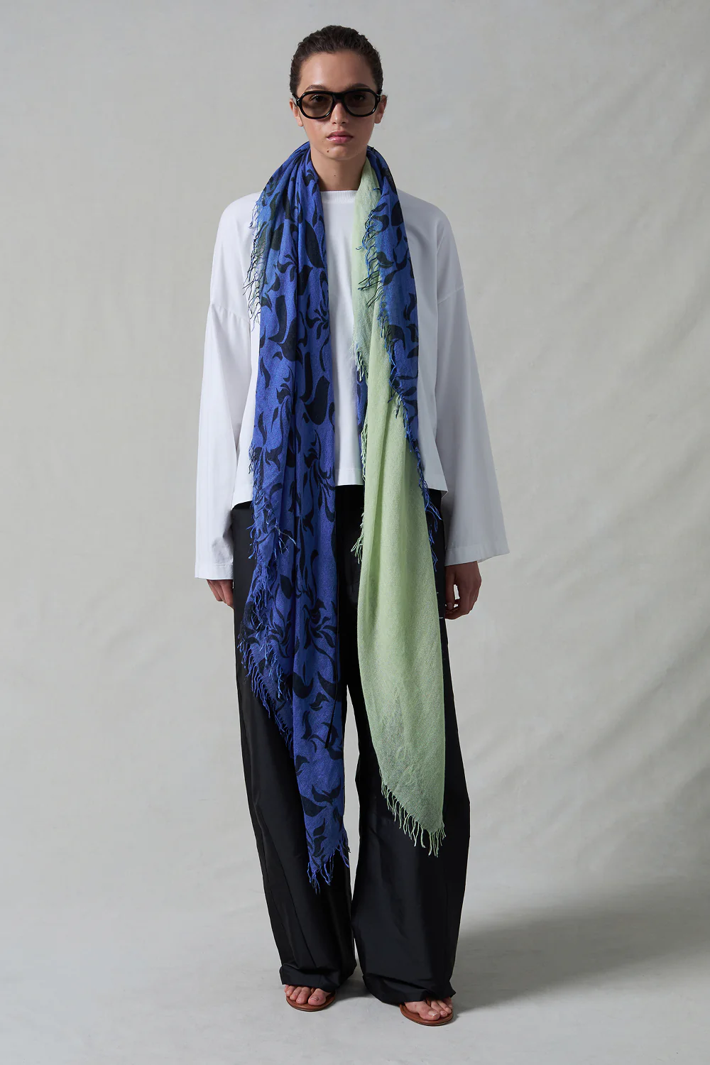 Cashmere and Silk Scarf Lapis Mix - Image 2