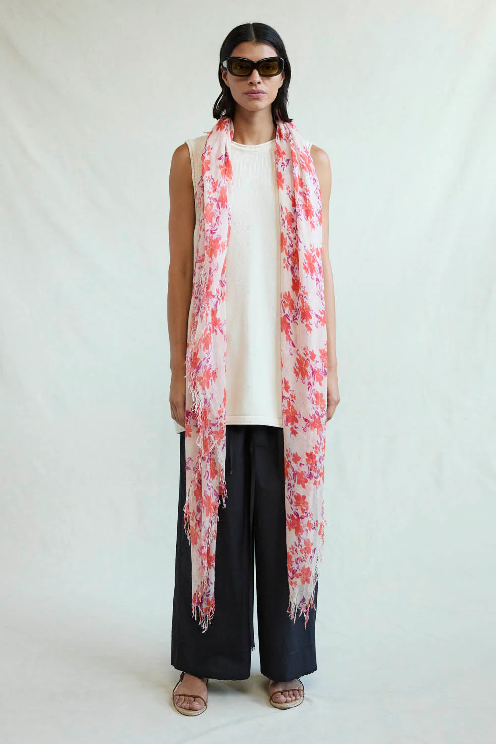 Cashmere and Silk Scarf Poppy Floral - Image 2