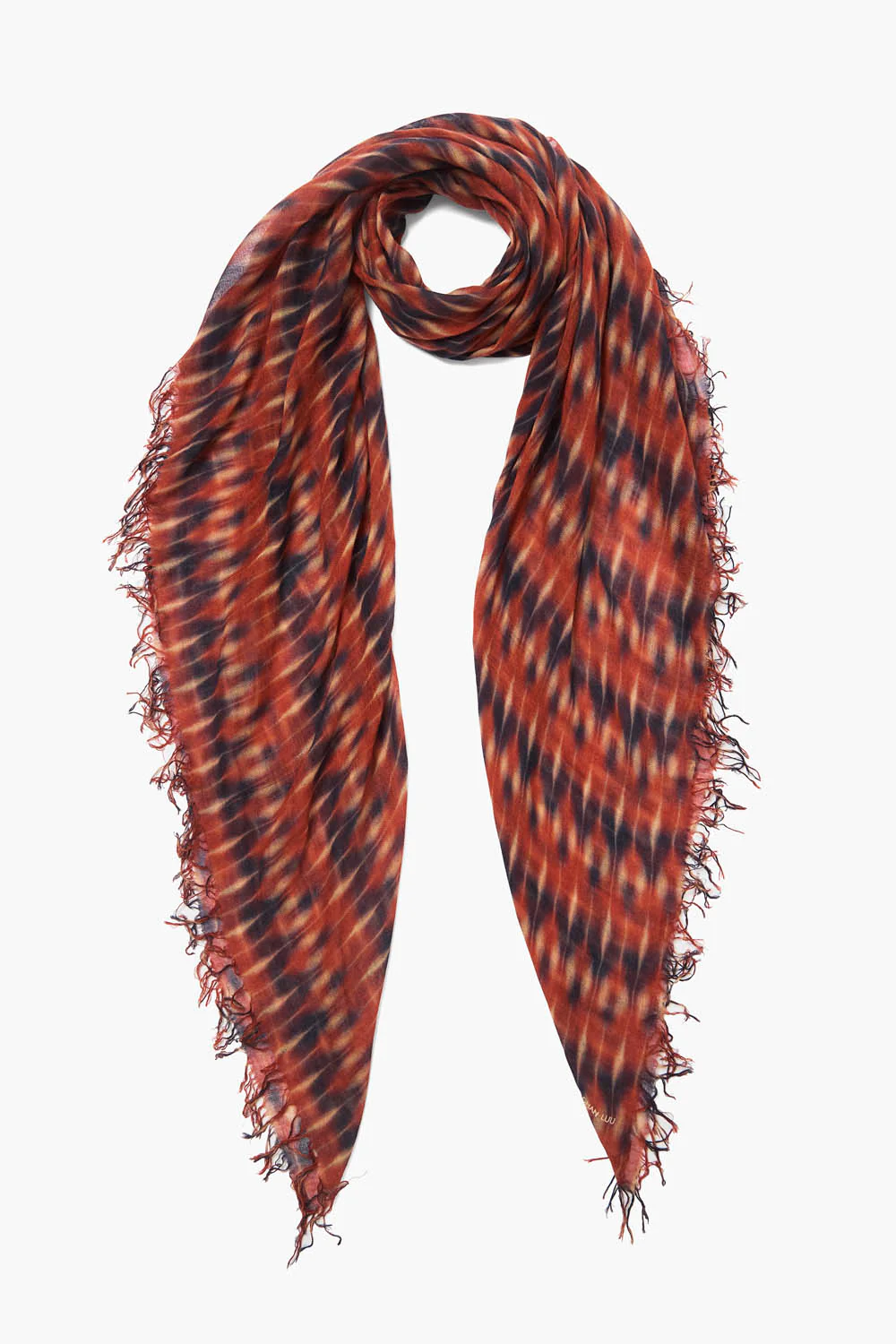Cashmere and Silk Scarf Red Tie Dye