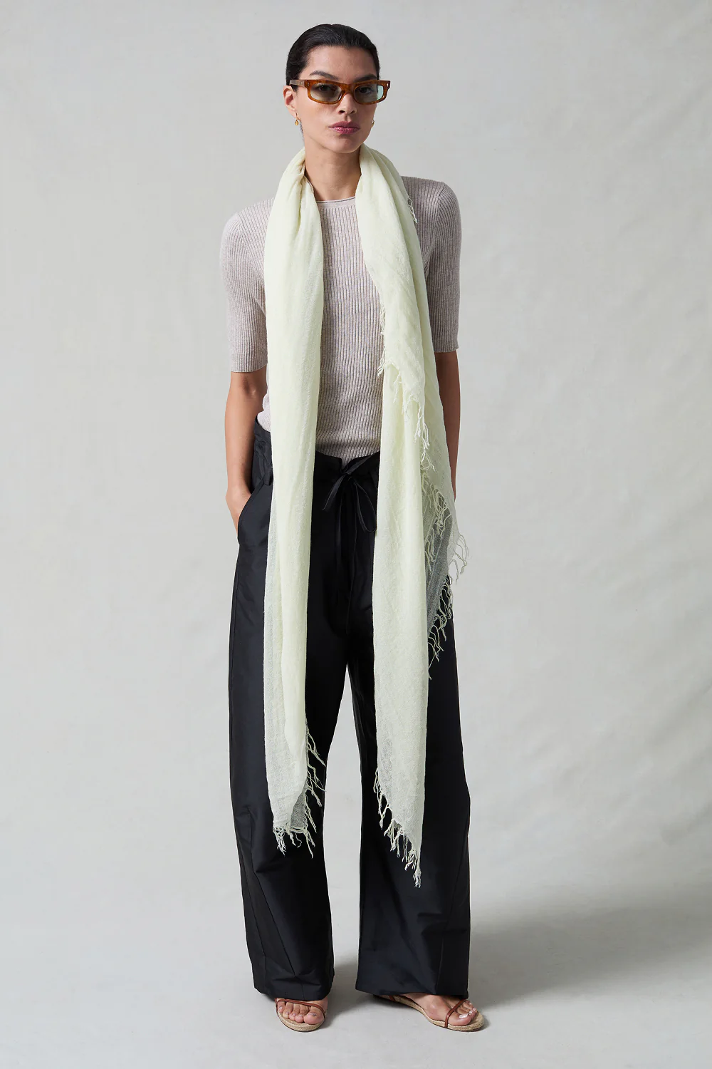 Cashmere and Silk Scarf Translucent Green - Image 2