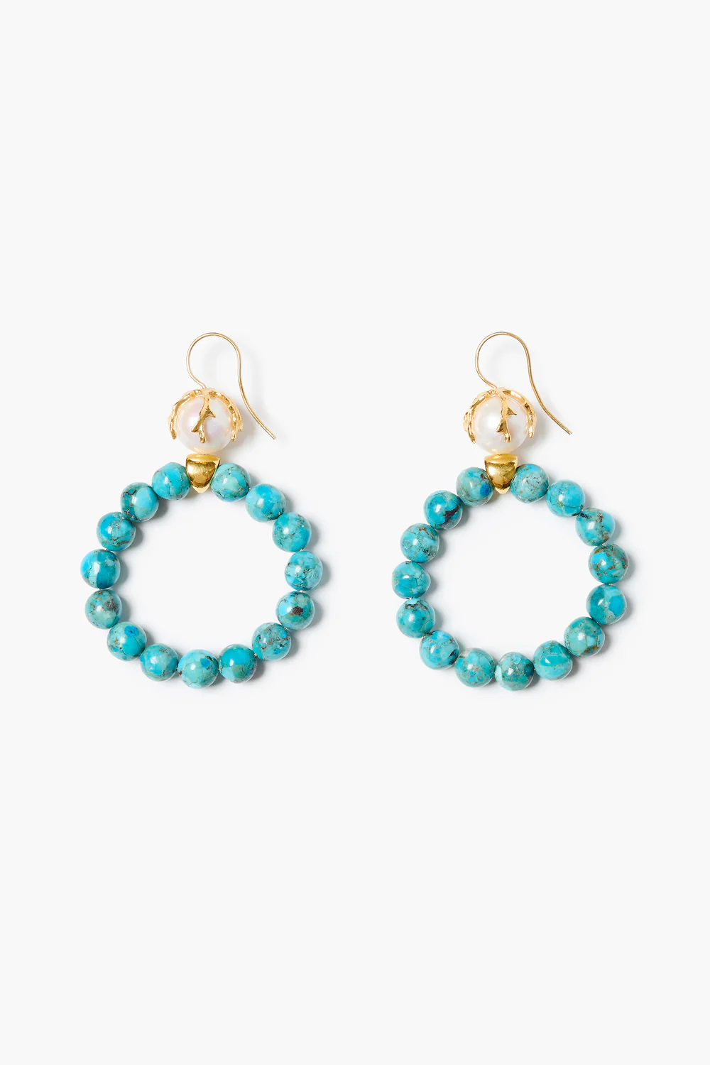 Coral Crown Hoop Earrings Turquoise