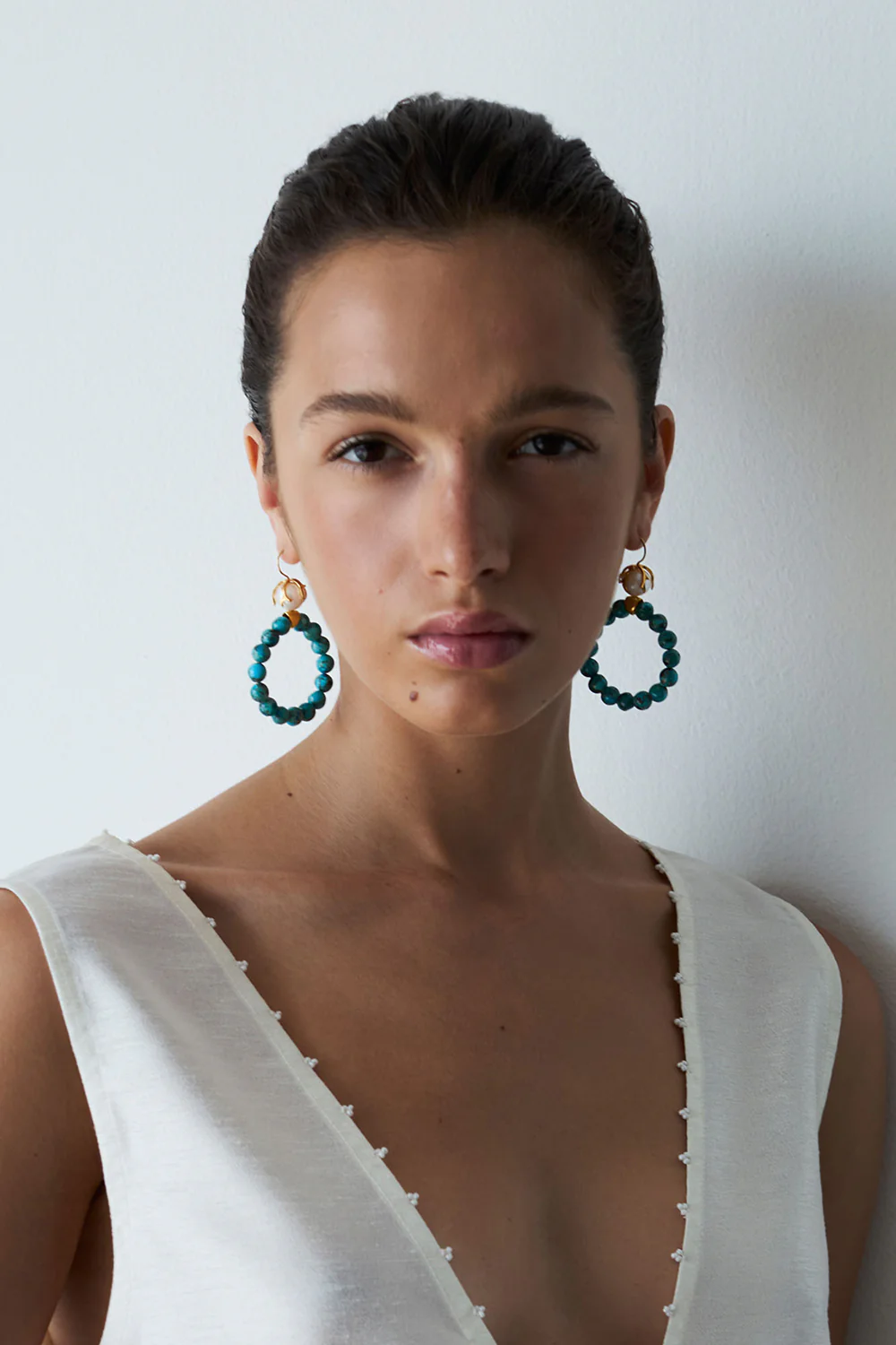 Coral Crown Hoop Earrings Turquoise - Image 2