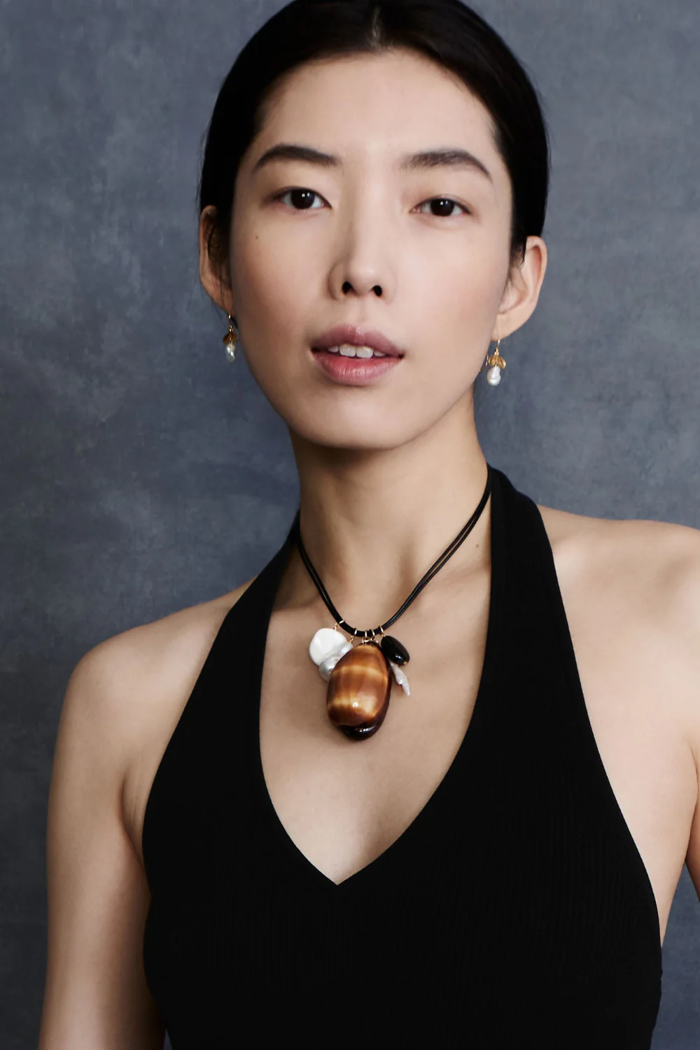Cowrie Leather Charm Necklace Multi - Image 2