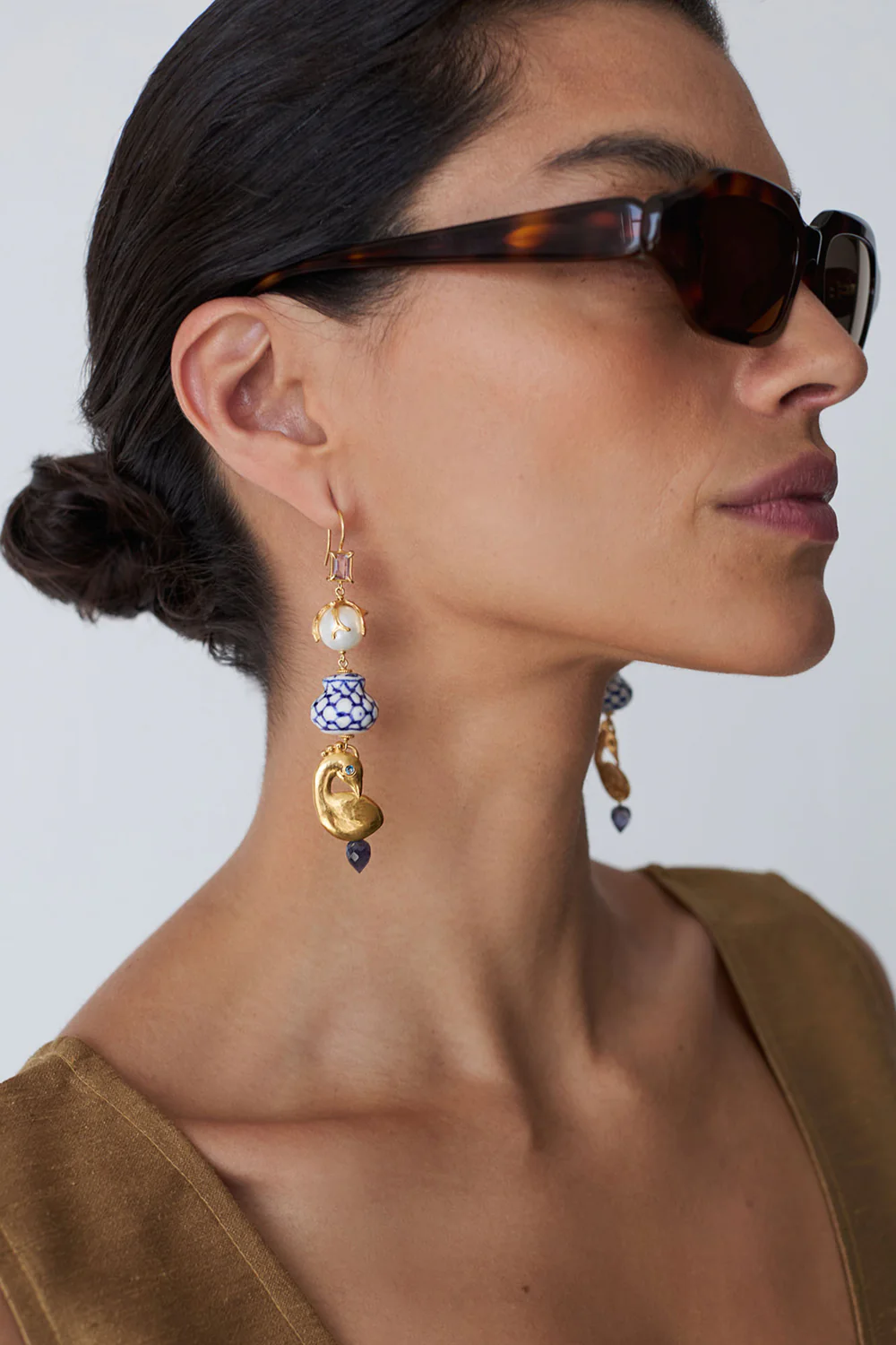 Delft Chandelier Earrings Multi - Image 2