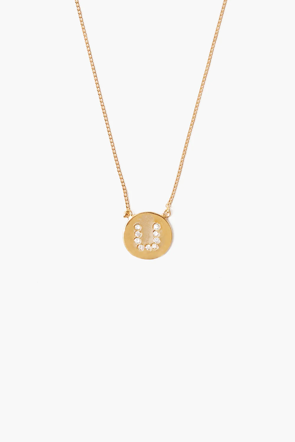 Diamond Initial Coin Necklace Gold - Image 23