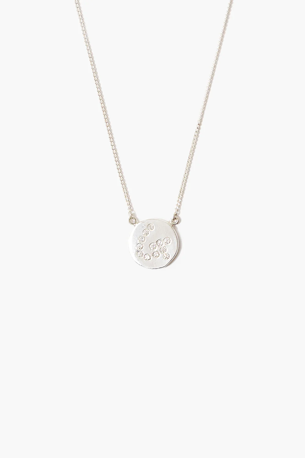 Diamond Initial Coin Necklace Silver - Image 10