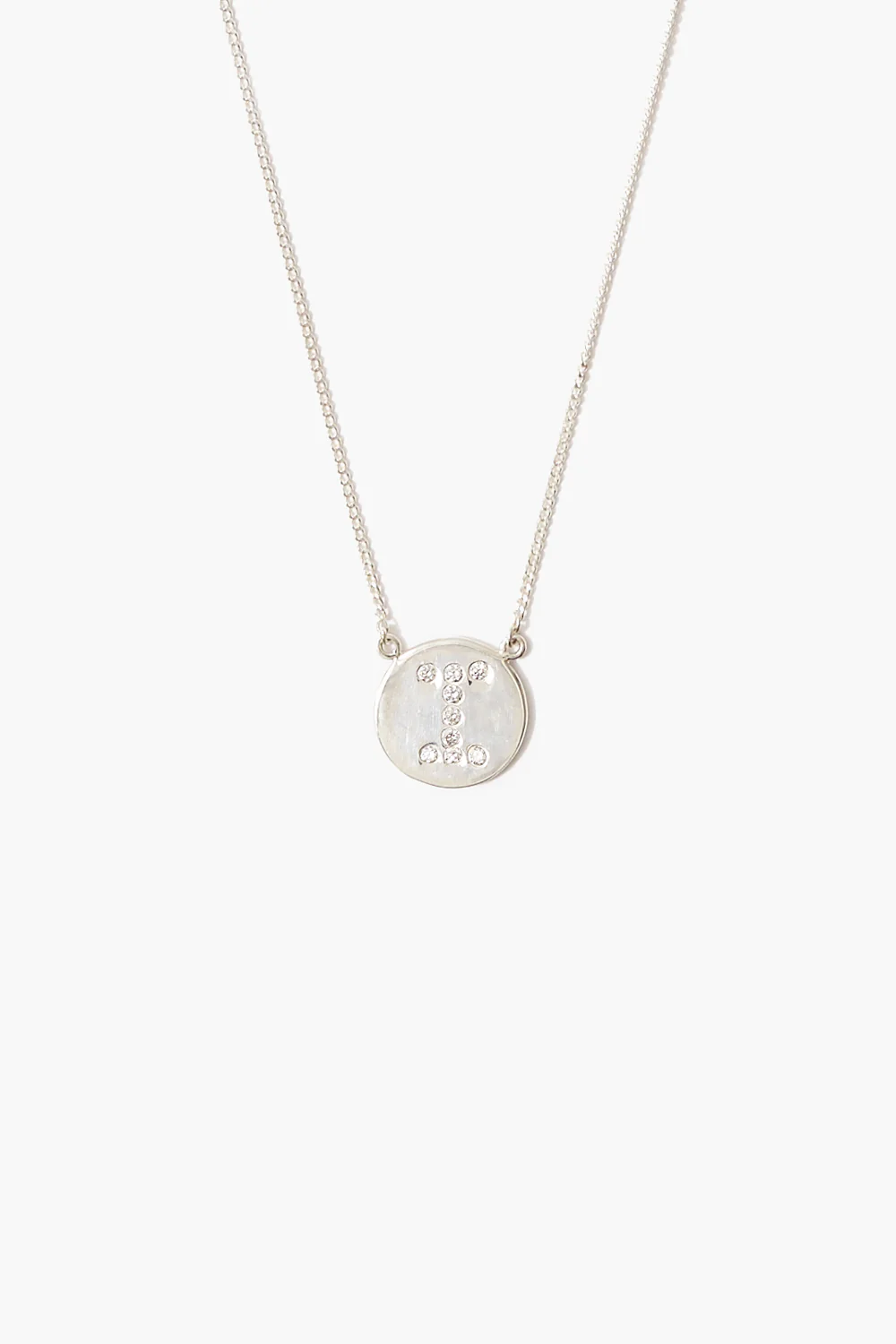 Diamond Initial Coin Necklace Silver - Image 12