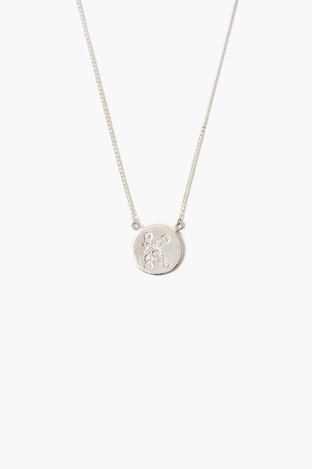 Diamond Initial Coin Necklace Silver - Image 14