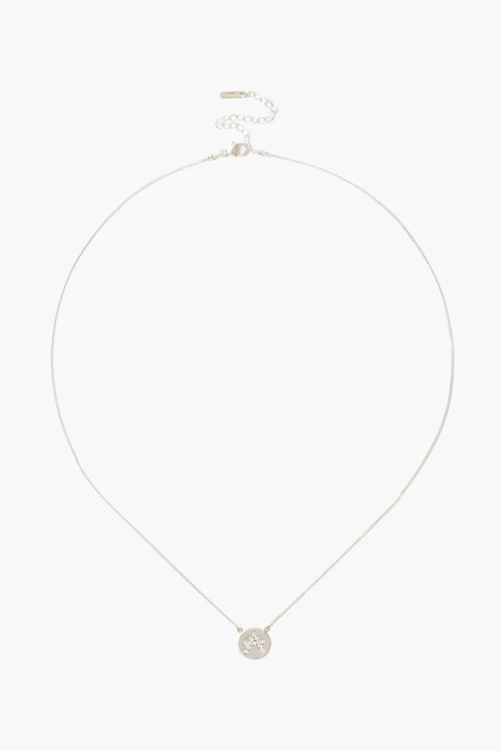 Diamond Initial Coin Necklace Silver - Image 2
