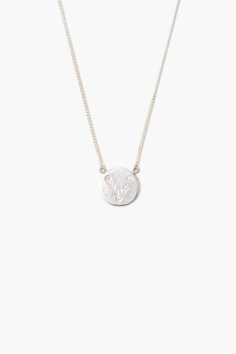 Diamond Initial Coin Necklace Silver - Image 25