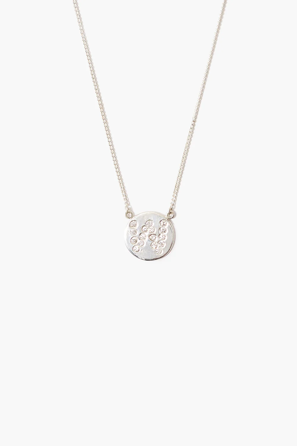 Diamond Initial Coin Necklace Silver - Image 26