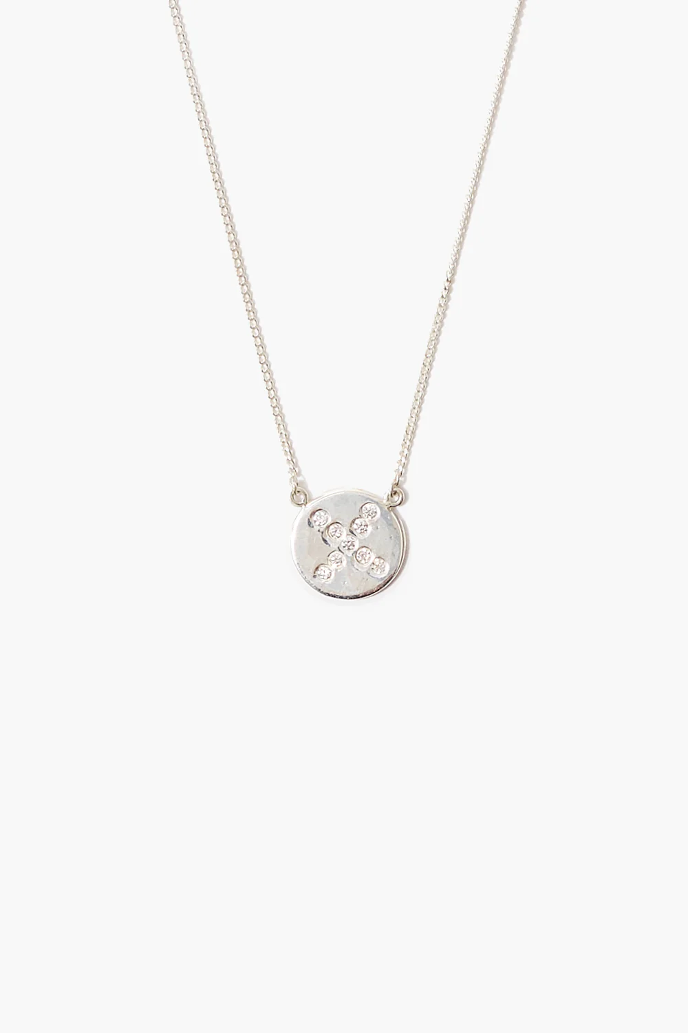 Diamond Initial Coin Necklace Silver - Image 27