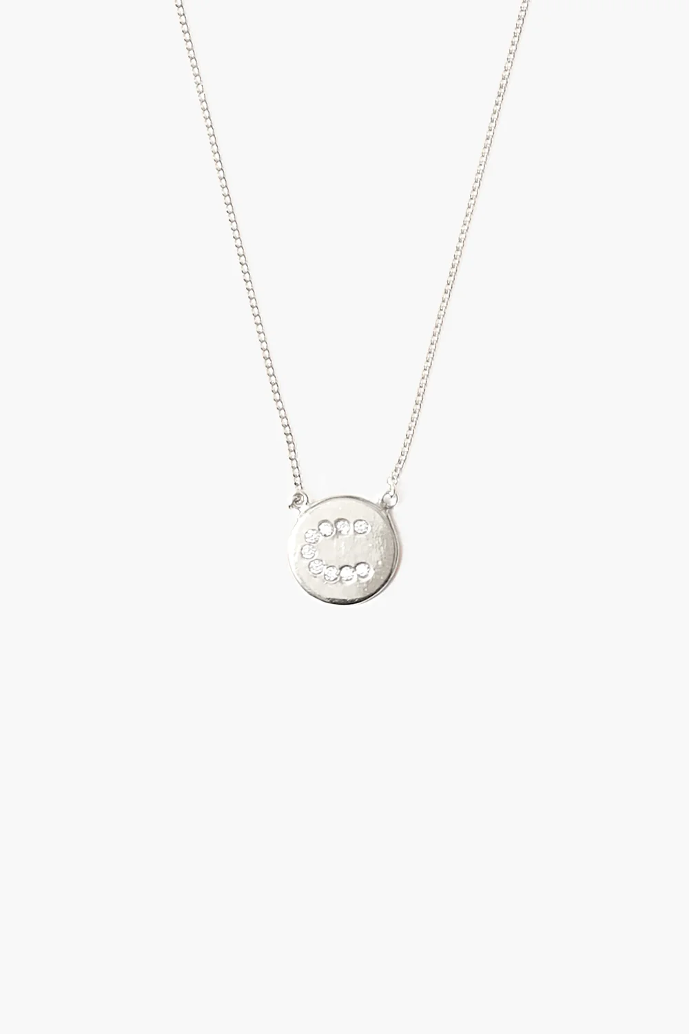 Diamond Initial Coin Necklace Silver - Image 5