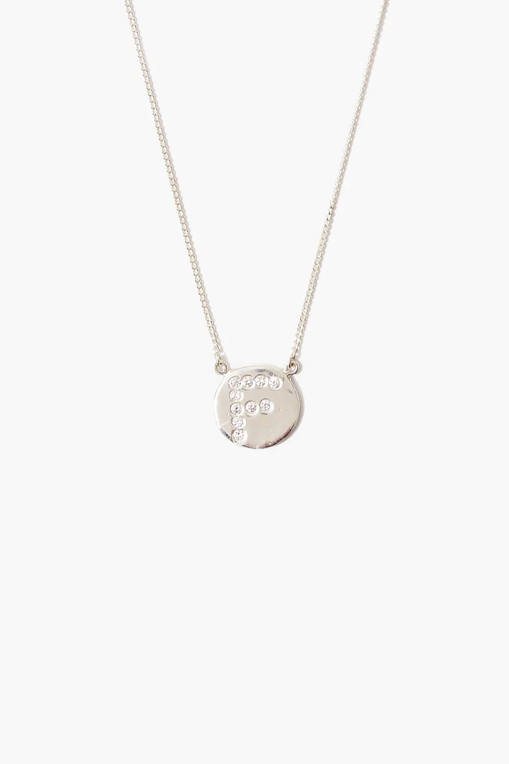 Diamond Initial Coin Necklace Silver - Image 9