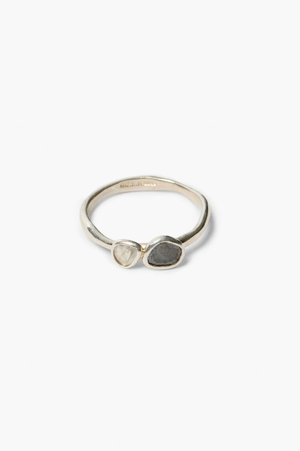 Duo Sliced Diamond Ring Silver