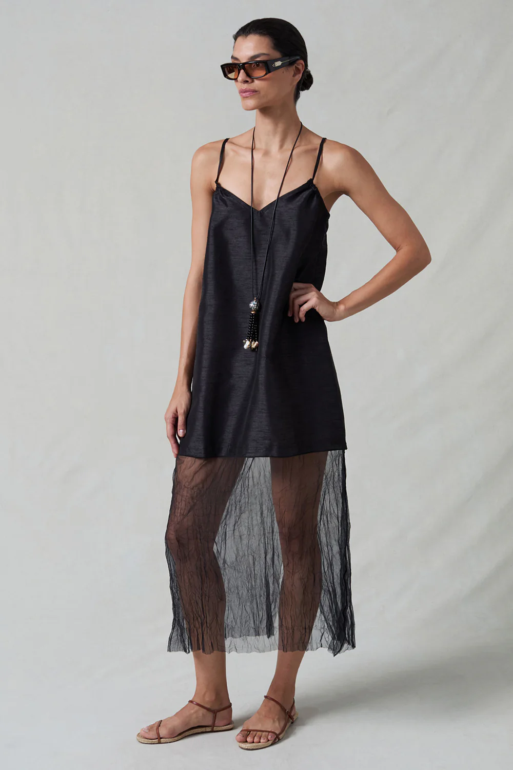 Dupioni Mesh Dress Black - Image 2