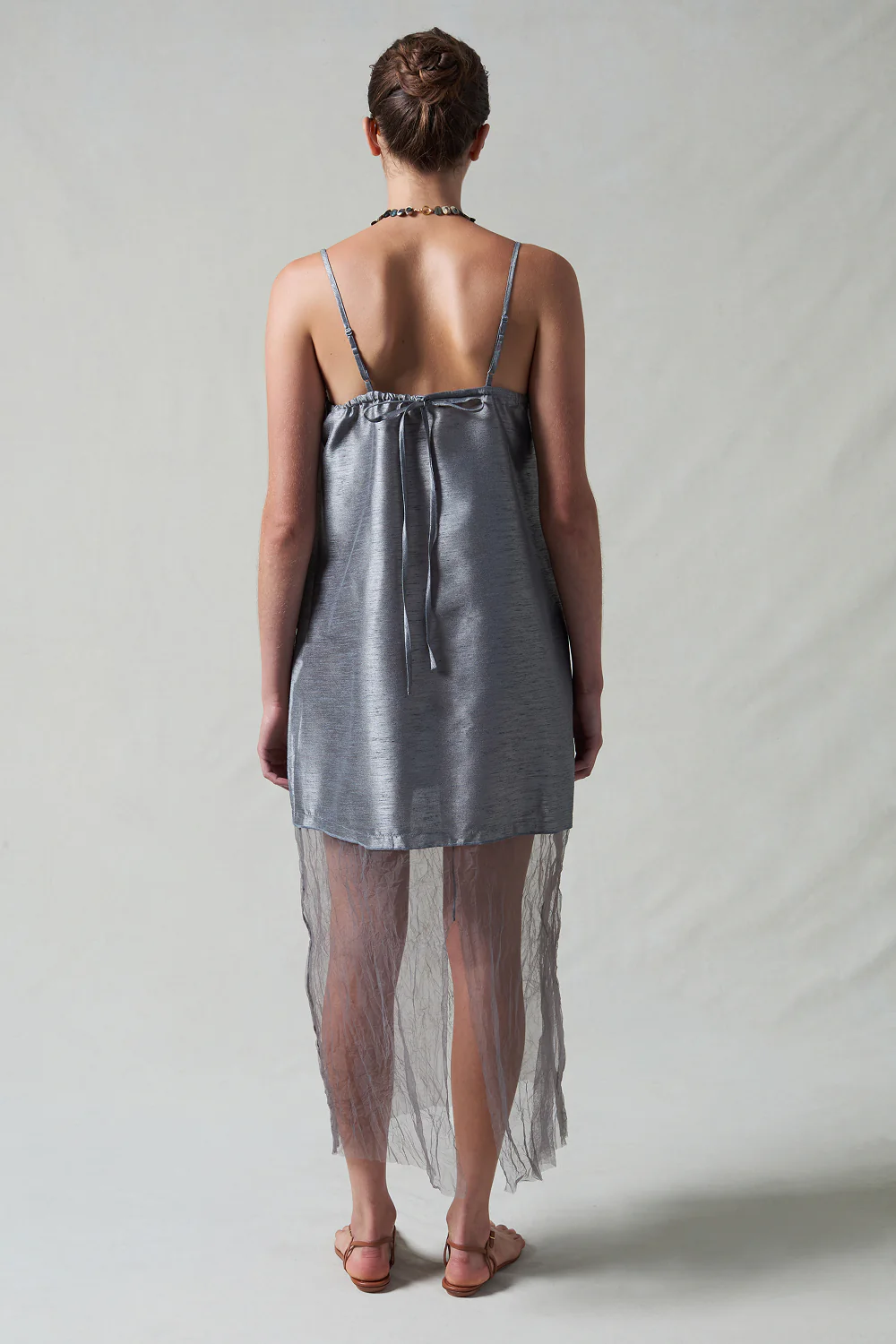 Dupioni Mesh Dress Steel - Image 3