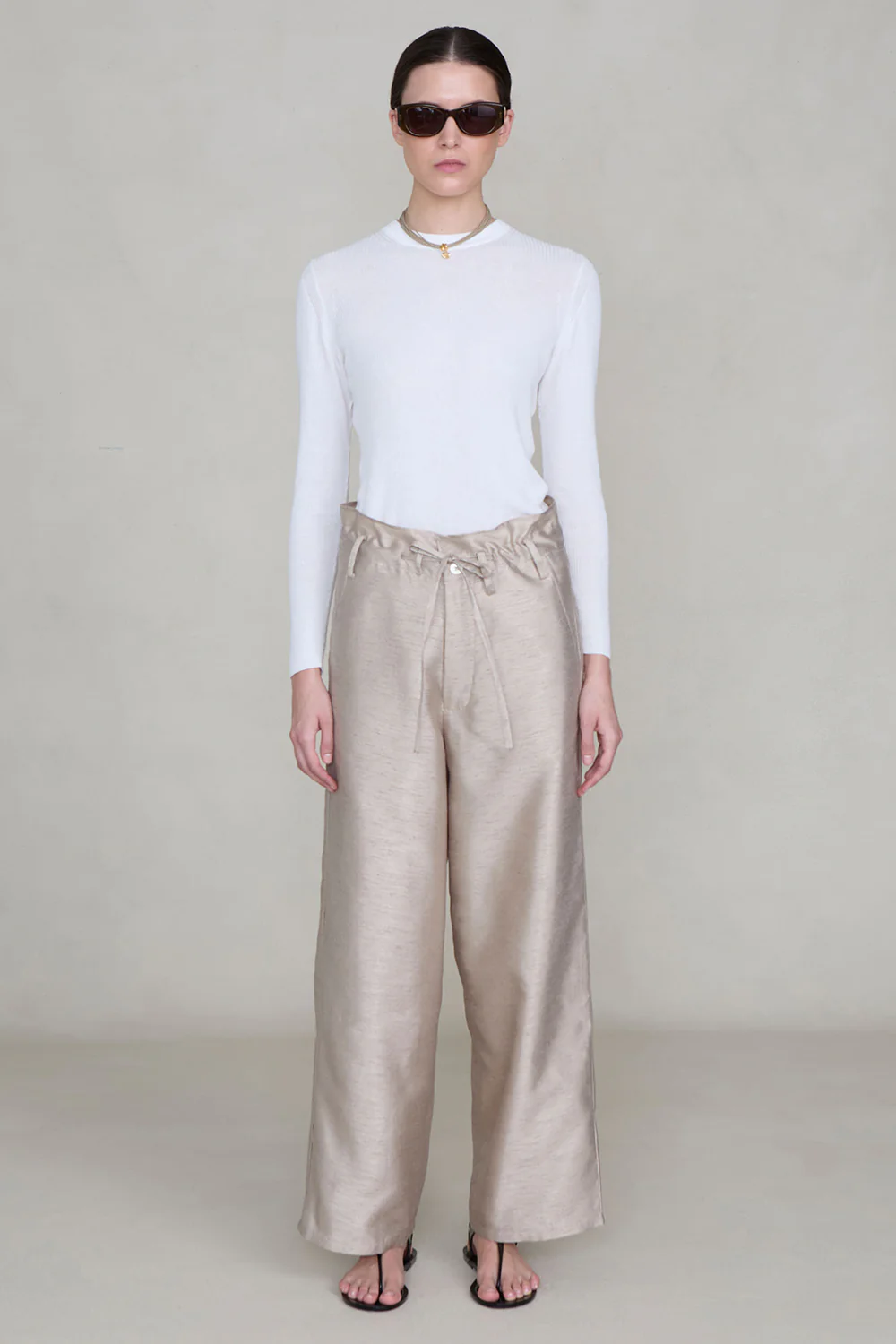 Dupioni Straight Leg Pant Taupe