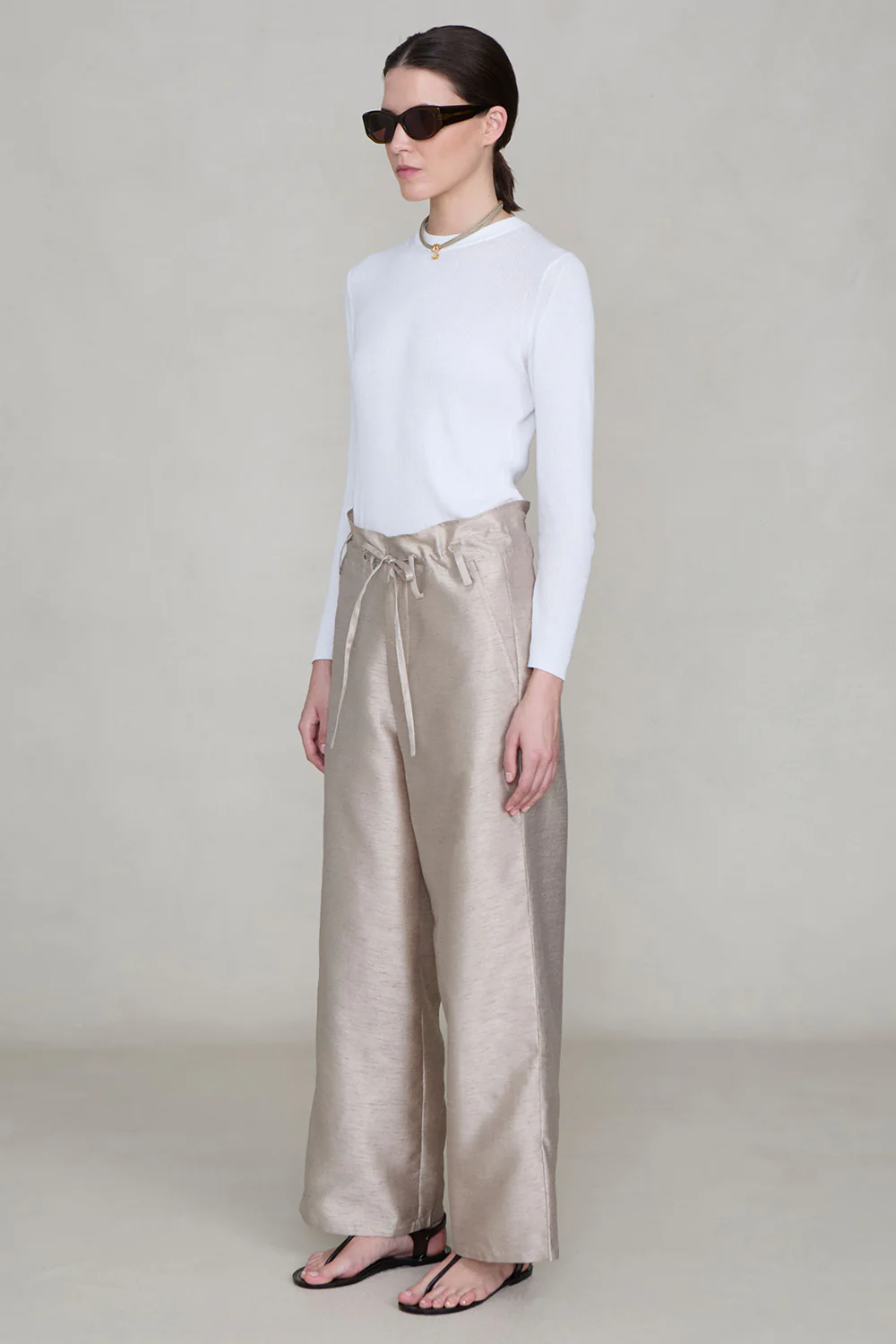 Dupioni Straight Leg Pant Taupe - Image 2