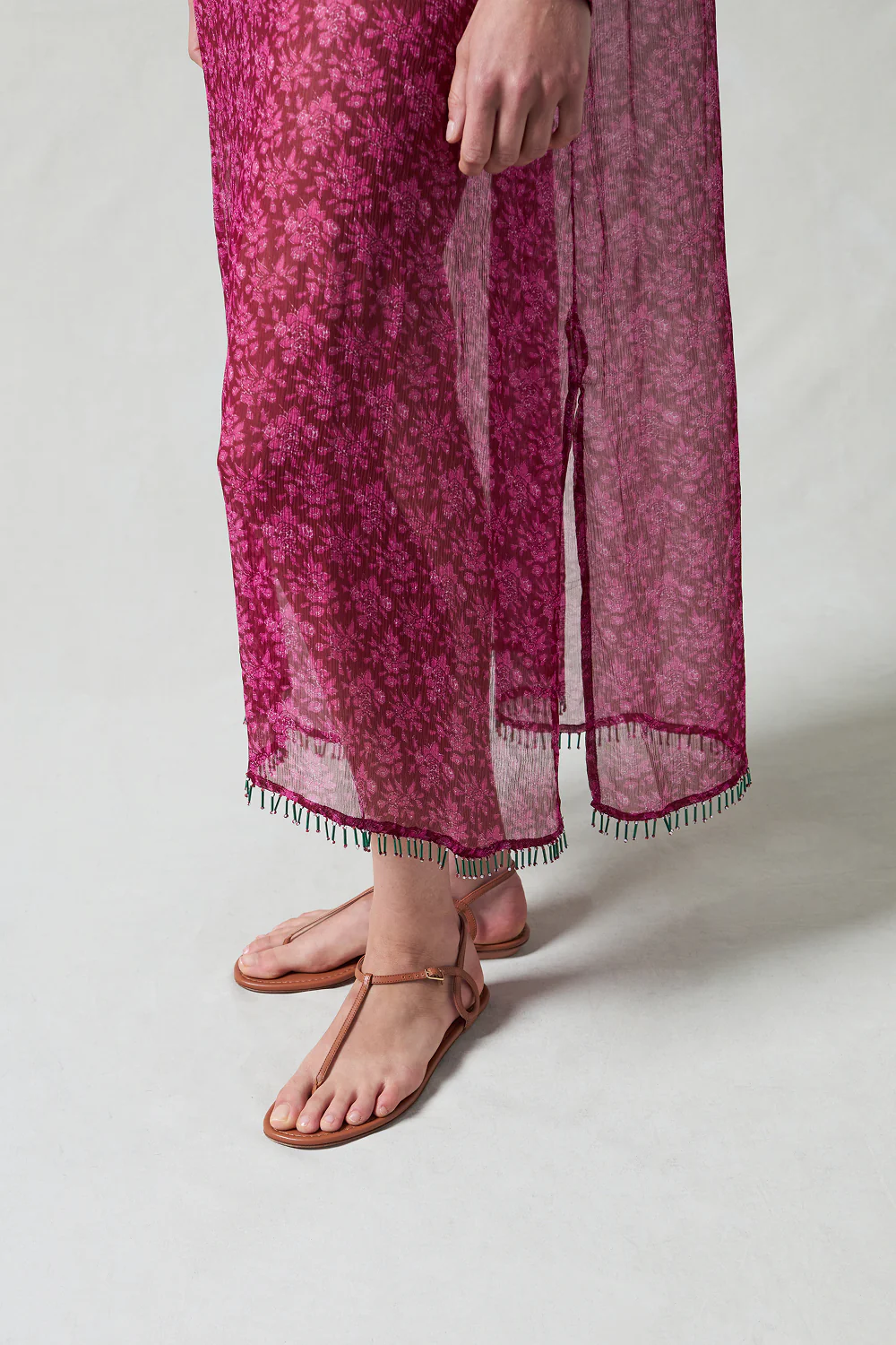 Eloise Beaded Silk Dress Pink - Image 3