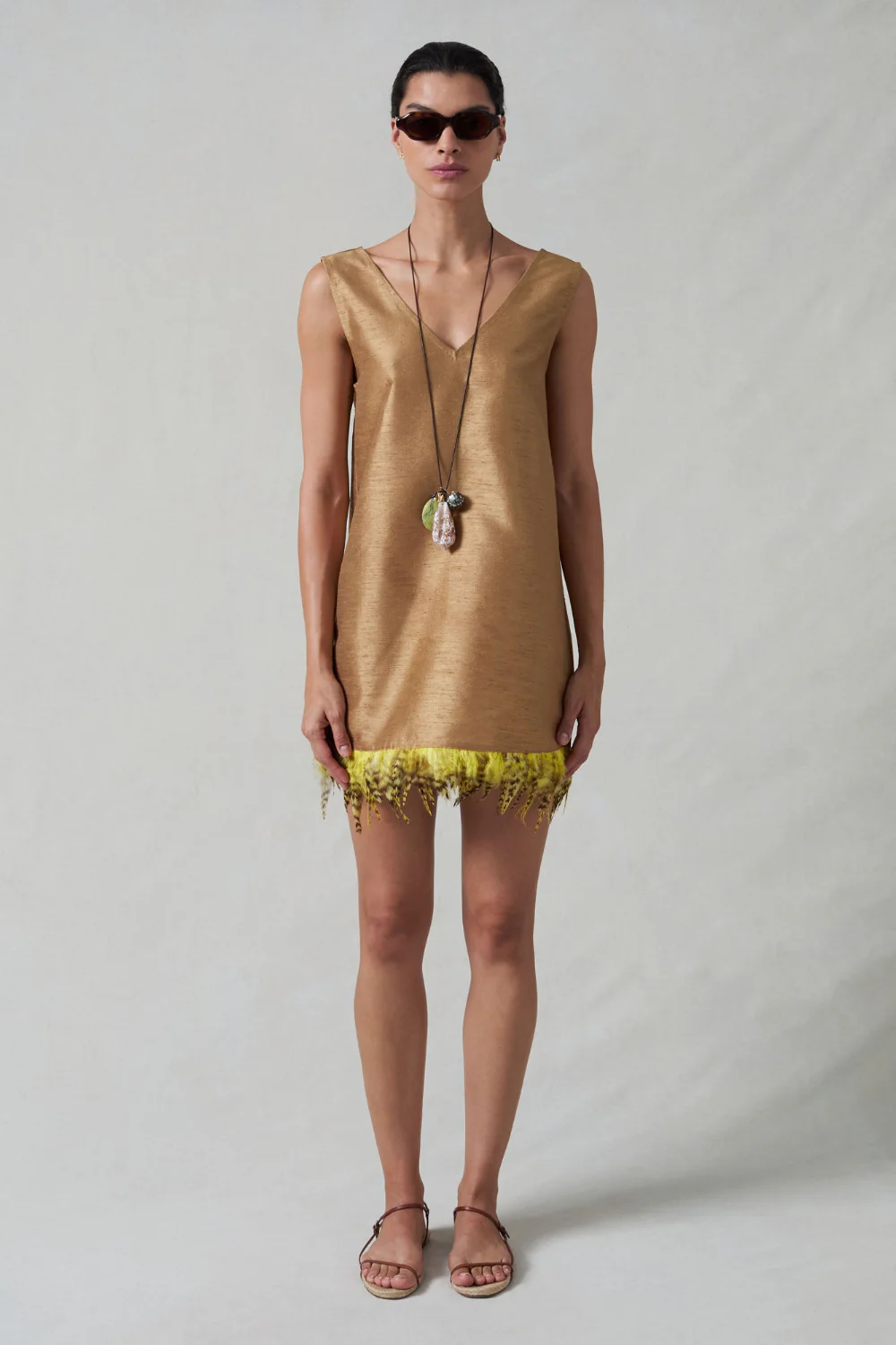 Feather Dupioni Tank Camel - Image 2
