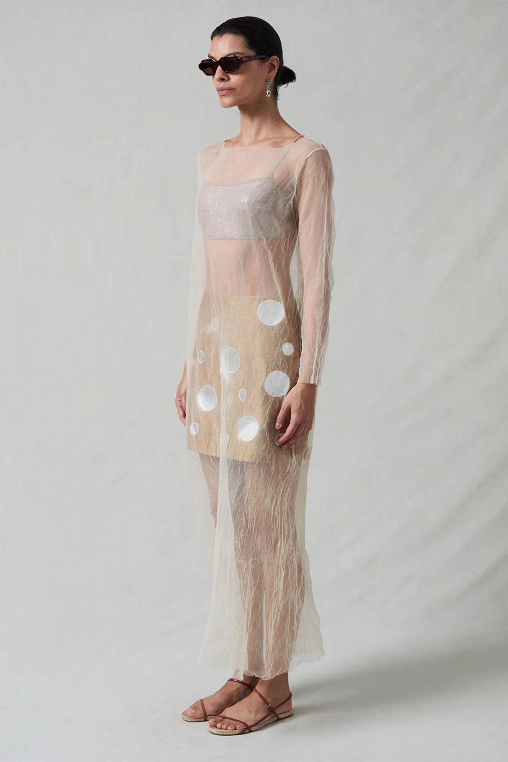 Ghost Crinkle Mesh Overlay Ivory - Image 3