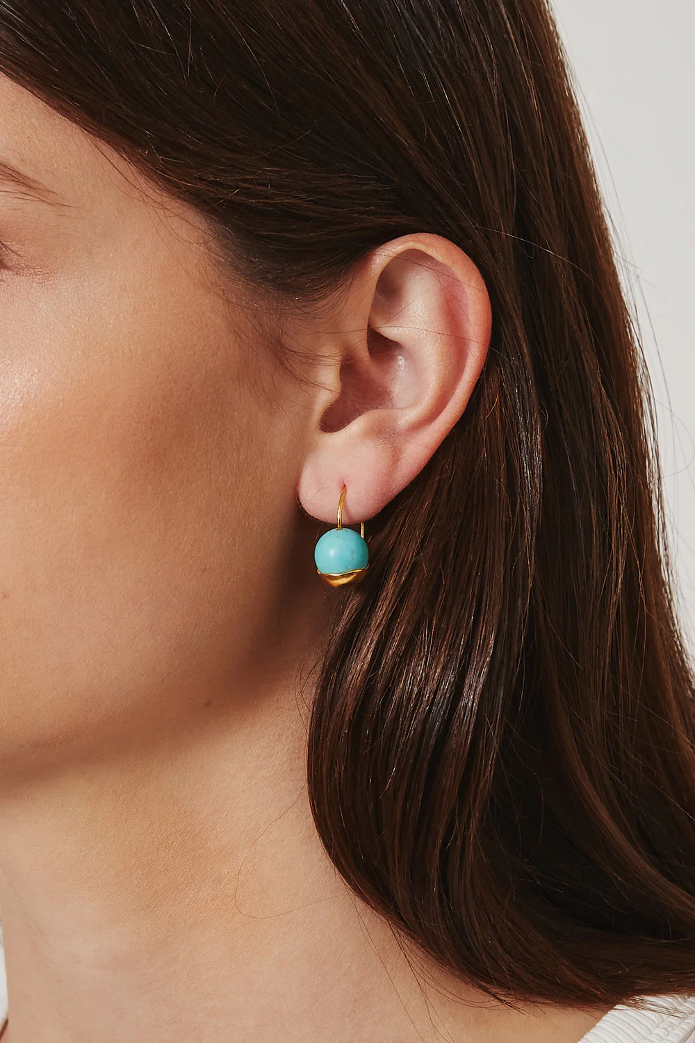 Gold Dipped Turquoise Earrings - Image 2