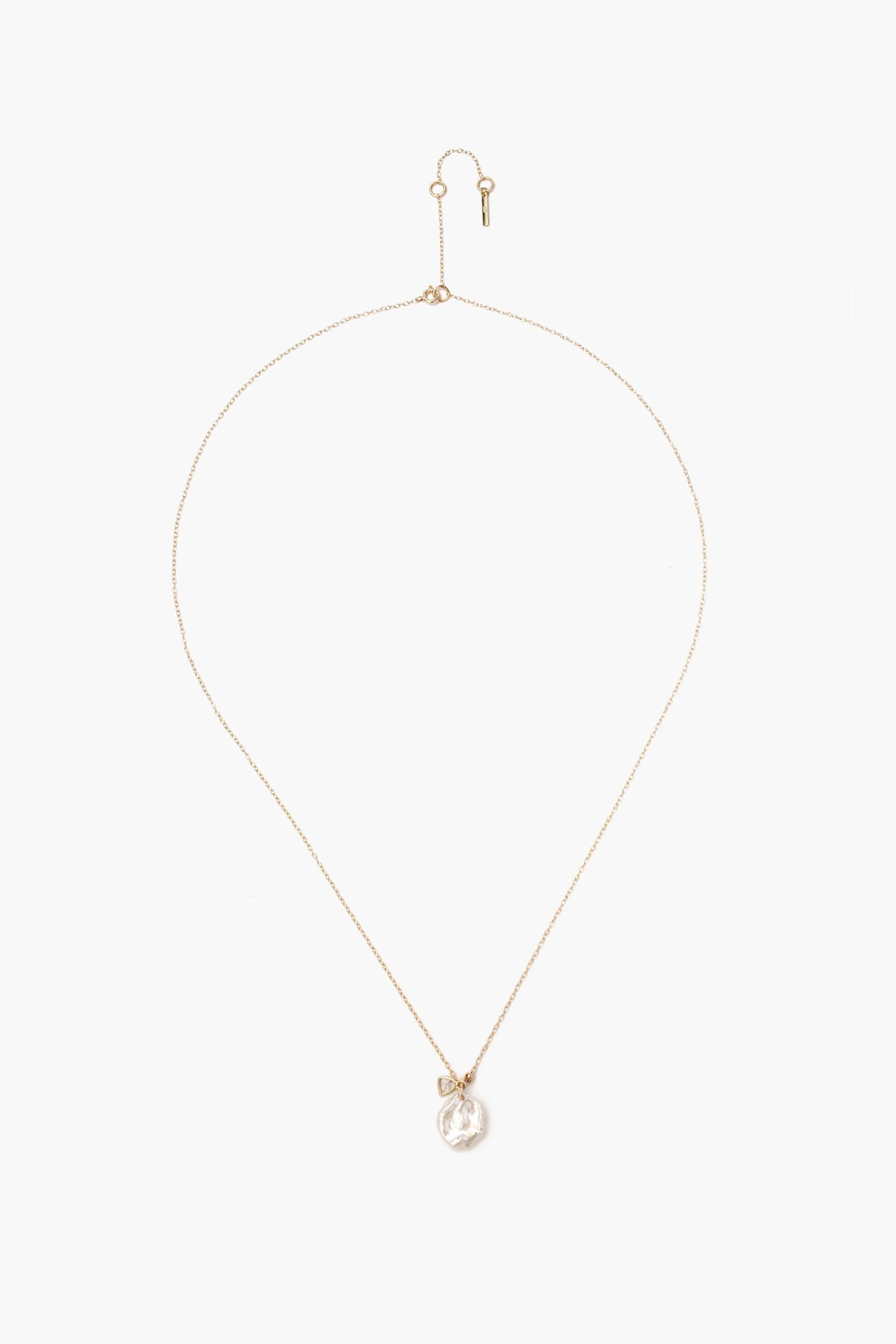 14k Keshi Pearl and Sliced Champagne Diamond Necklace - Image 2