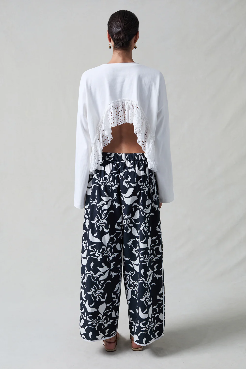 Laser Cut High Low Long Sleeve Tee White - Image 3