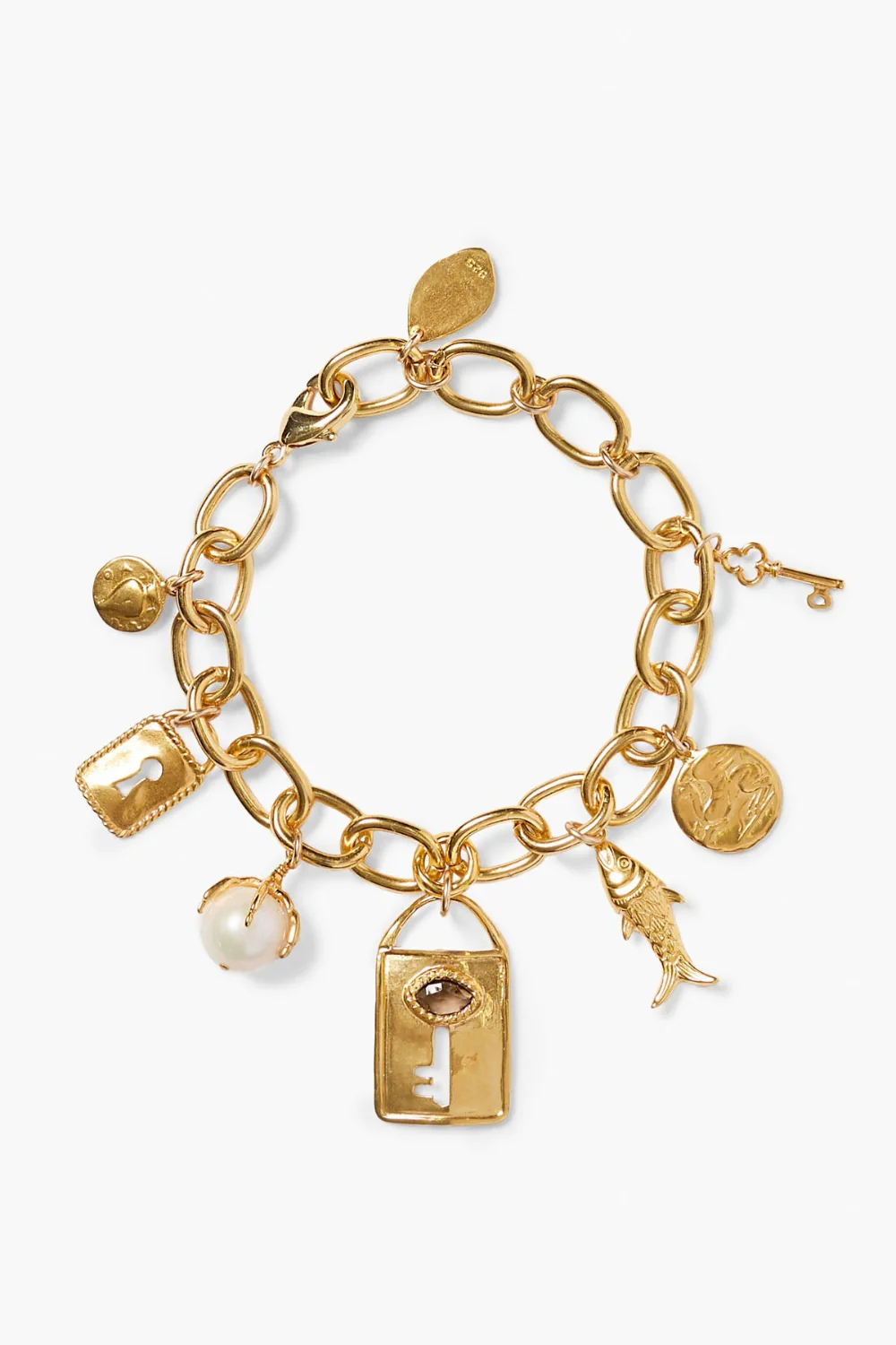 Lock and Key Charm Bracelet Gold