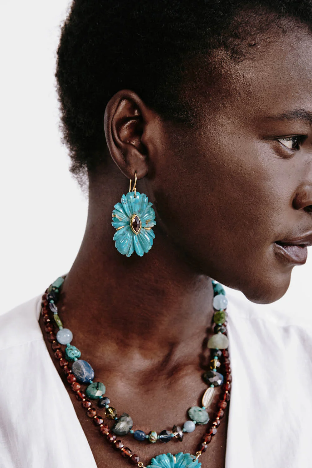 Magnolia Earrings Turquoise - Image 2