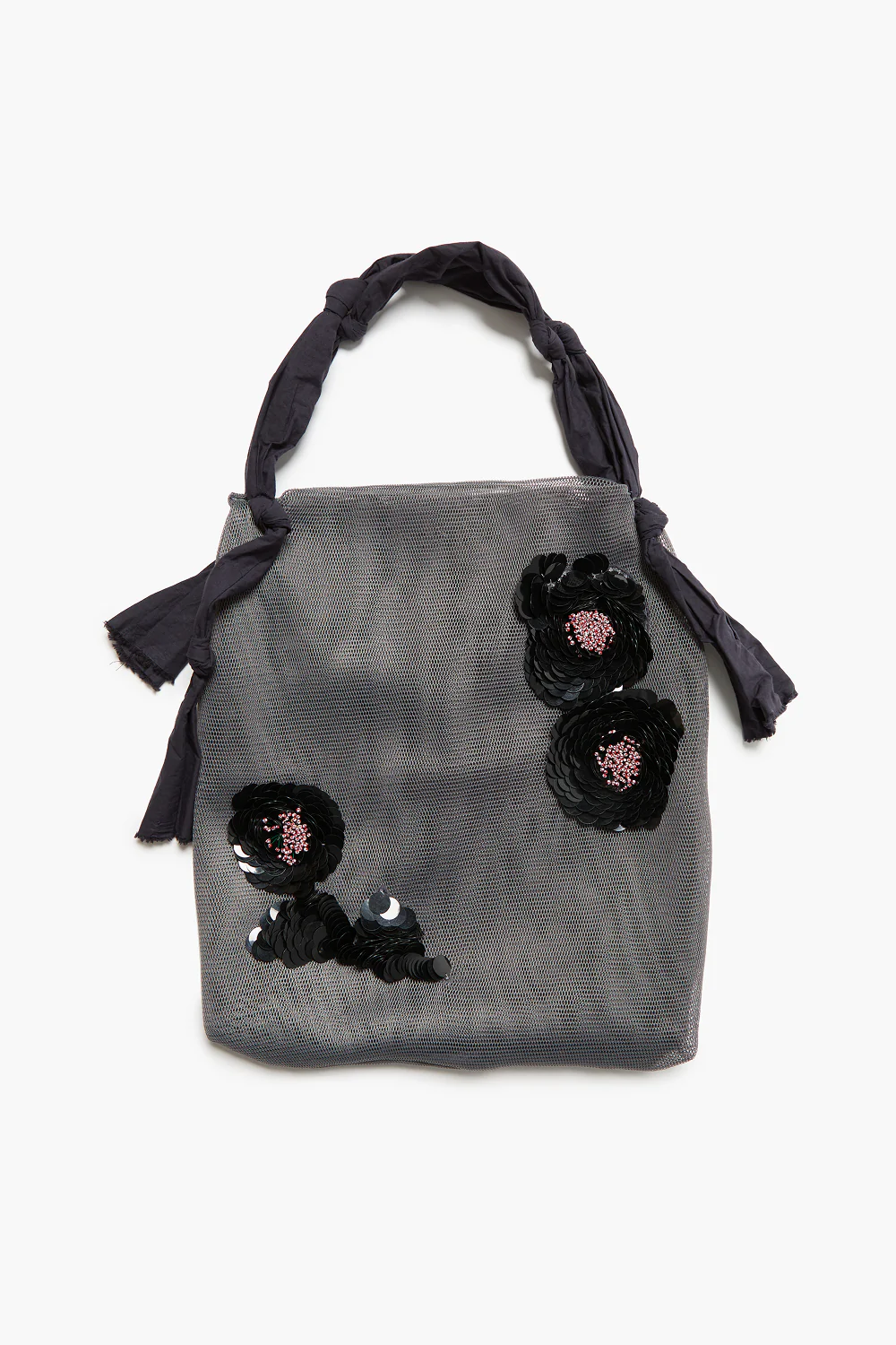 Mesh Net Sequin Tote Steel