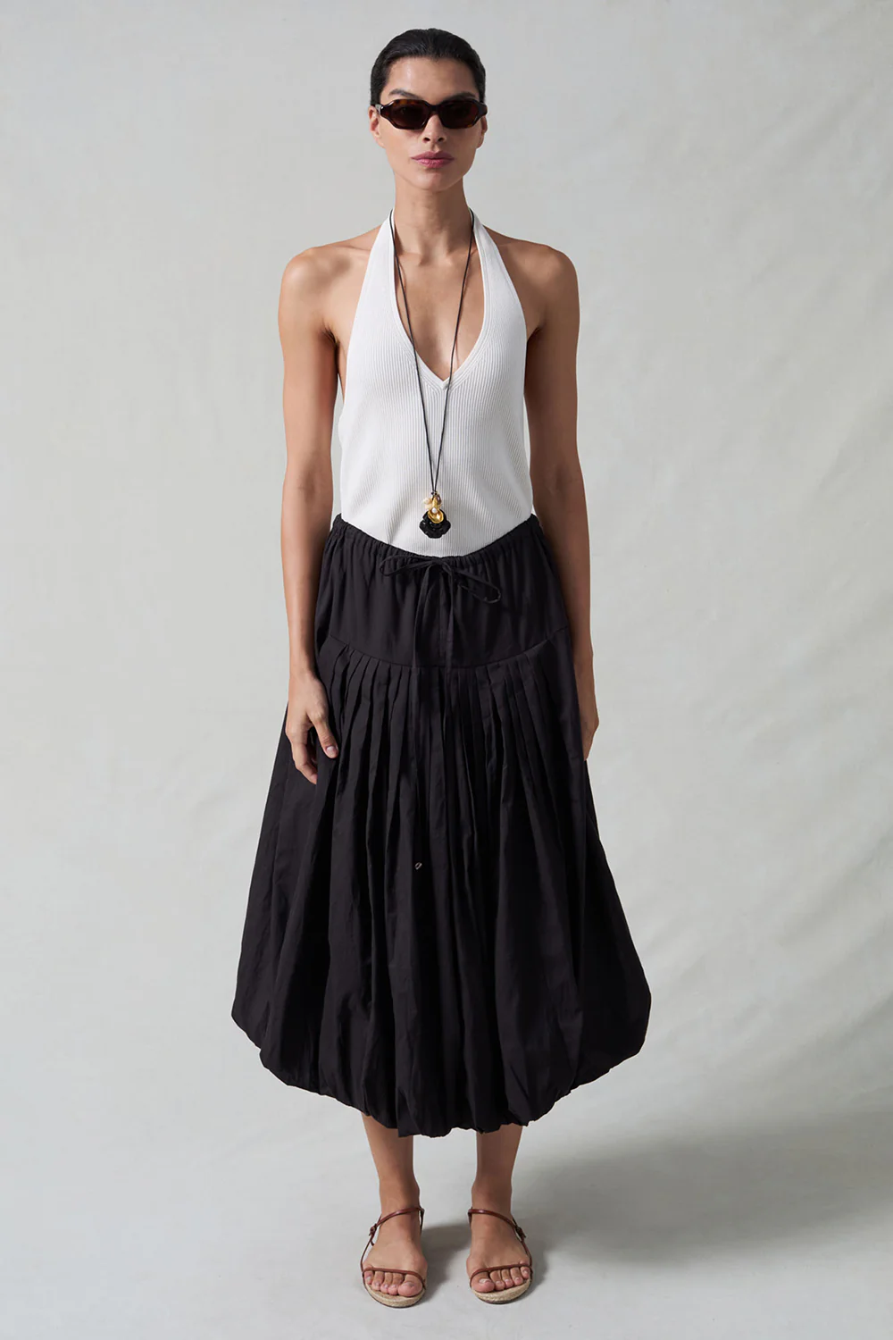Million Pleats Bubble Skirt Black