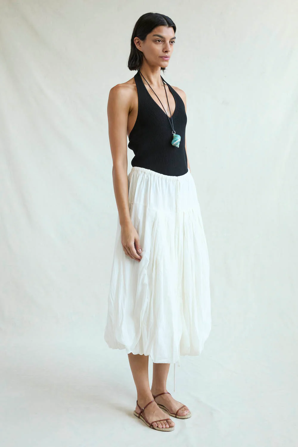 Million Pleats Bubble Skirt Natural - Image 2