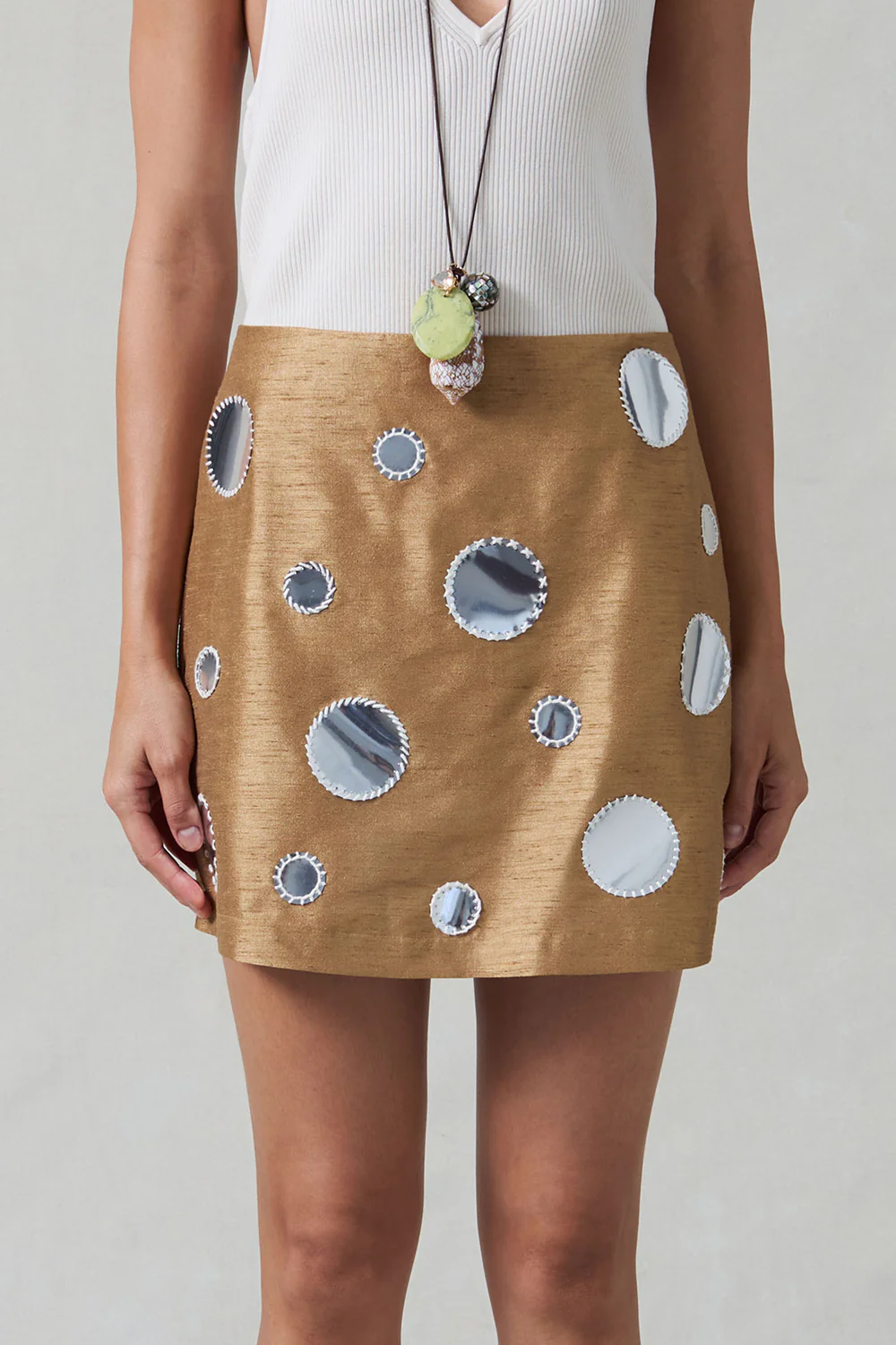 Mirror Mini Skirt Camel - Image 2