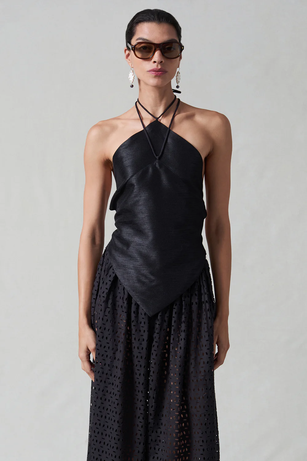 Napkin Dupioni Halter Top Black