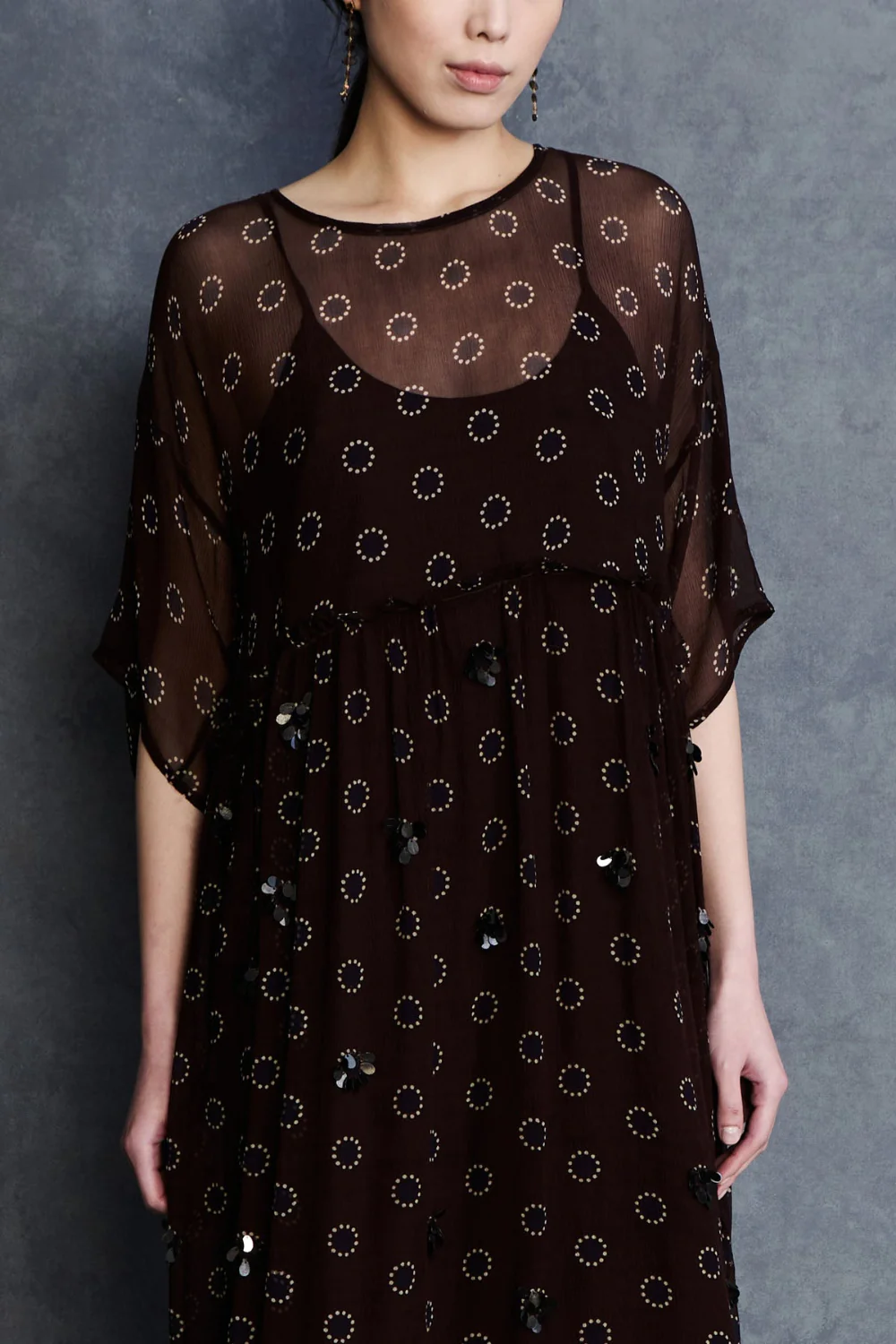 Olivia Silk Chiffon Dress Chocolate - Image 2