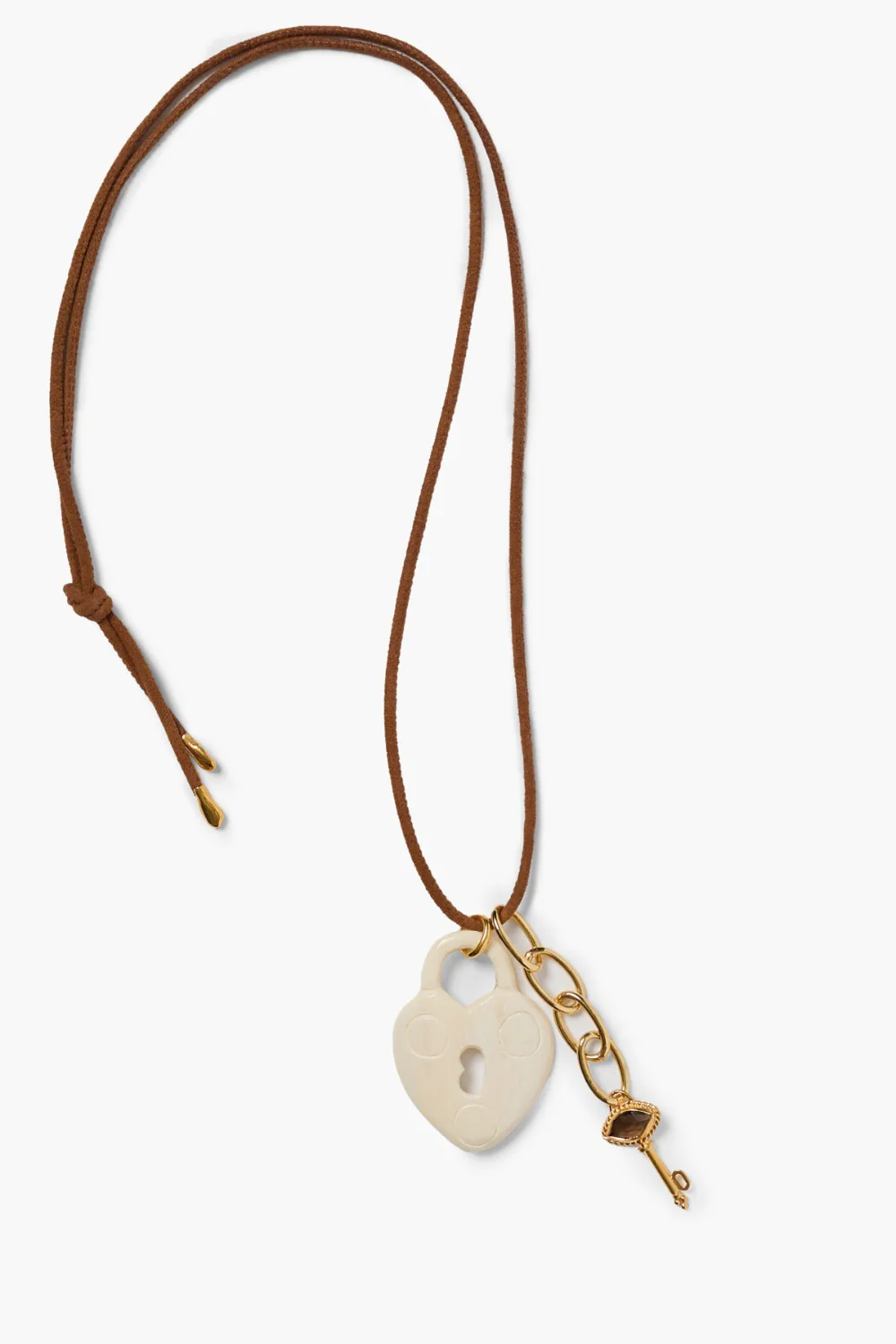 Padlock Charm Necklace White Bone - Image 2
