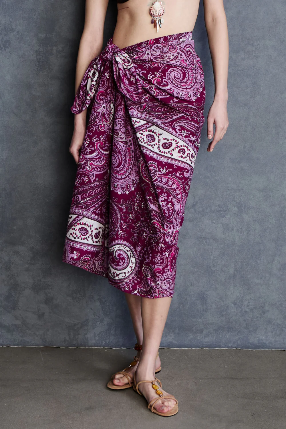 Paisley Printed Sarong Purple - Image 2