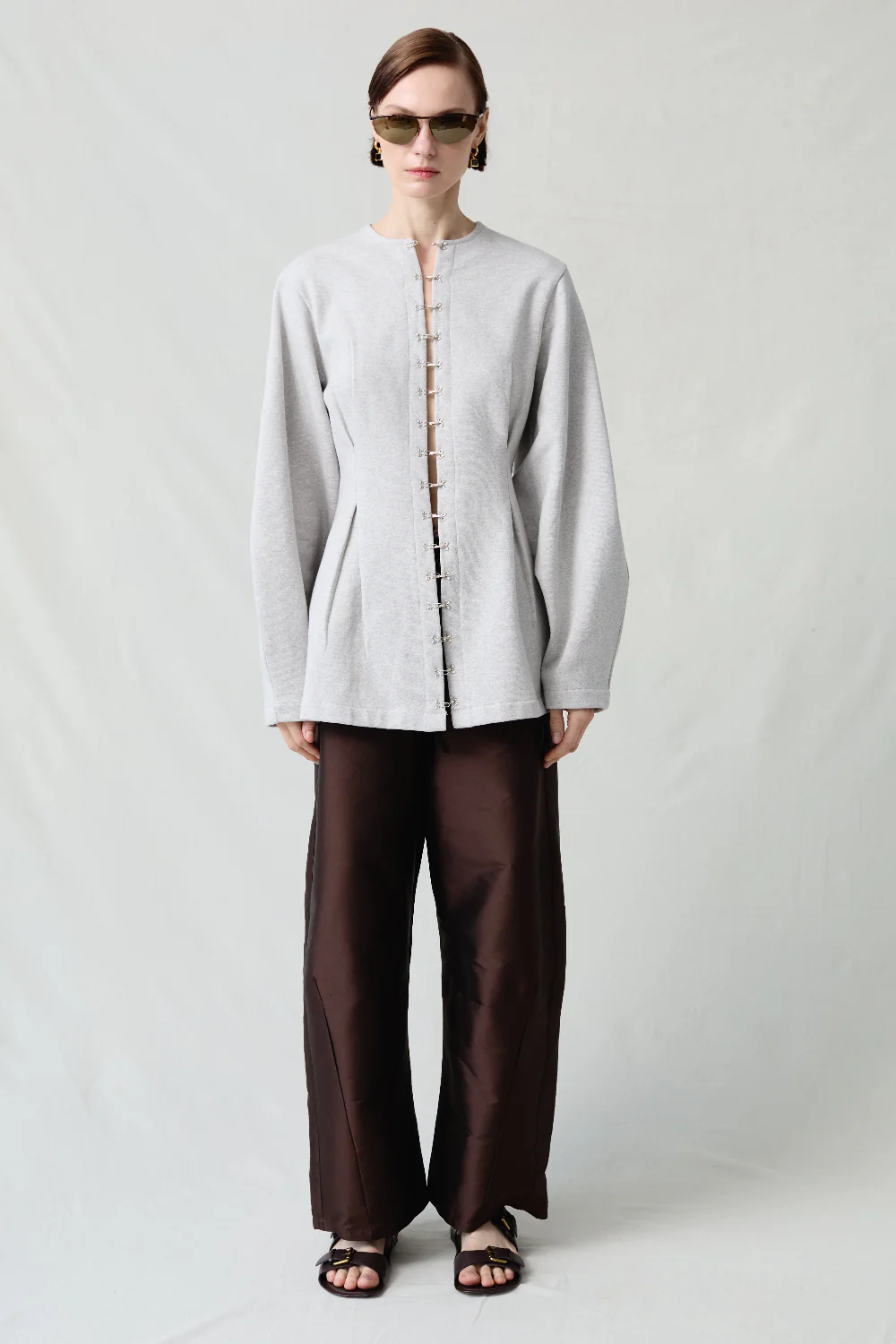 Pinch Waist Cardigan Heather Grey - Image 2