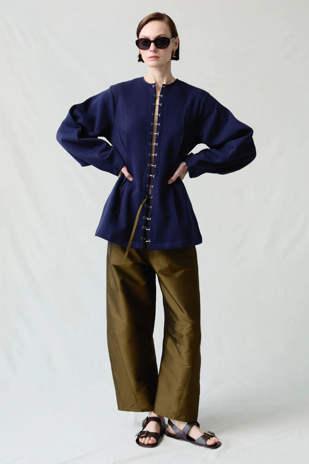 Pinch Waist Cardigan Navy - Image 2