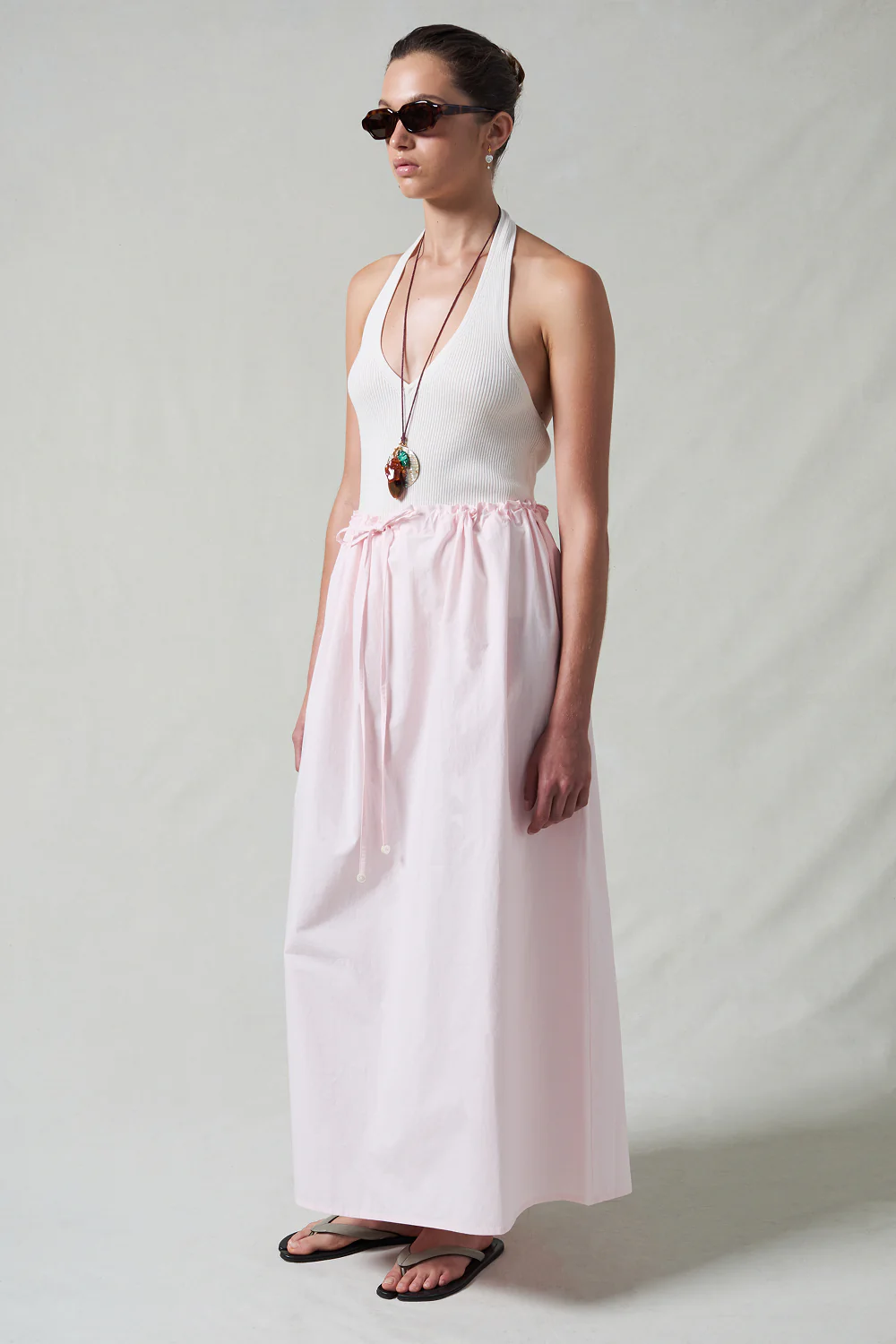 Poplin Column Skirt Rose Water - Image 2