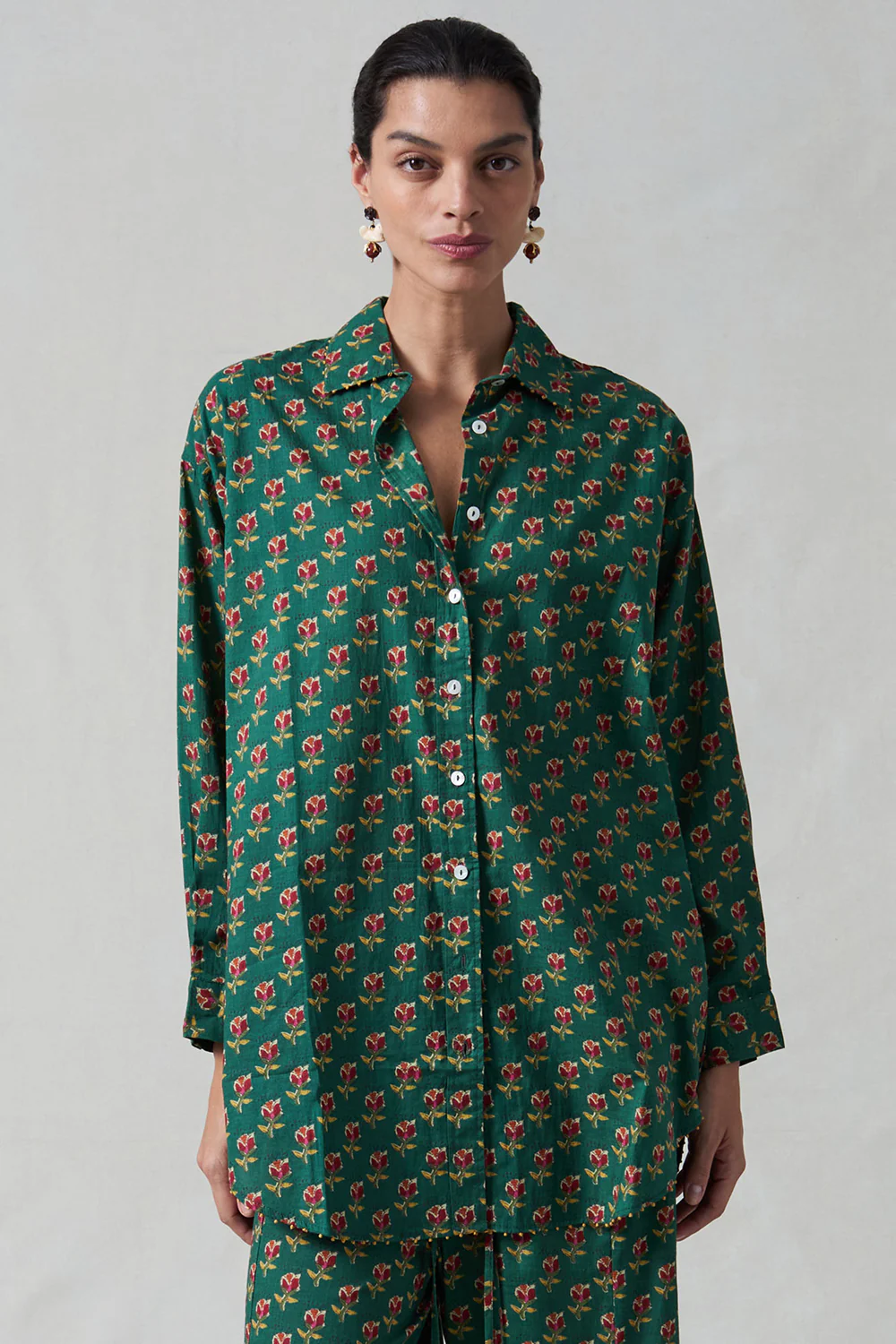 Rose Printed Set Teal - Image 2