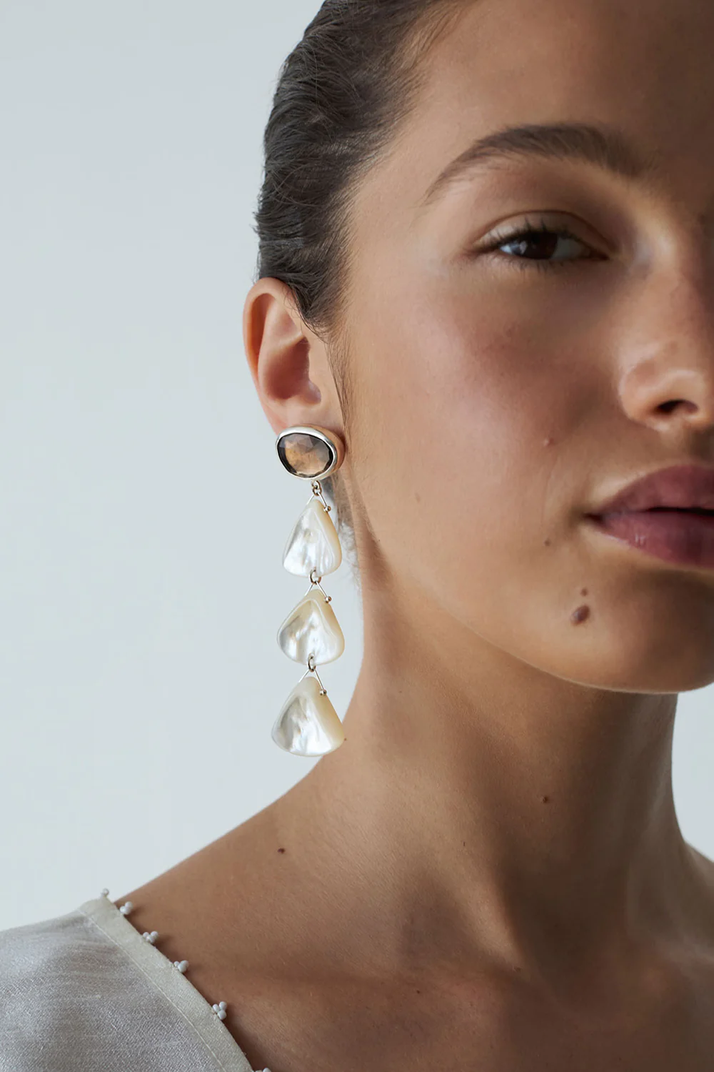 Scale Earrings White MOP - Image 2